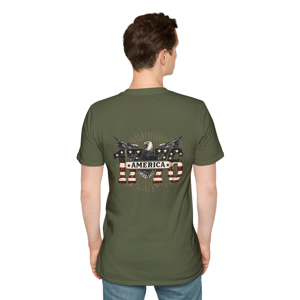 1776 American Flag Eagle T-Shirt — Vintage Patriotic Gift for Him Fourth of July Tee