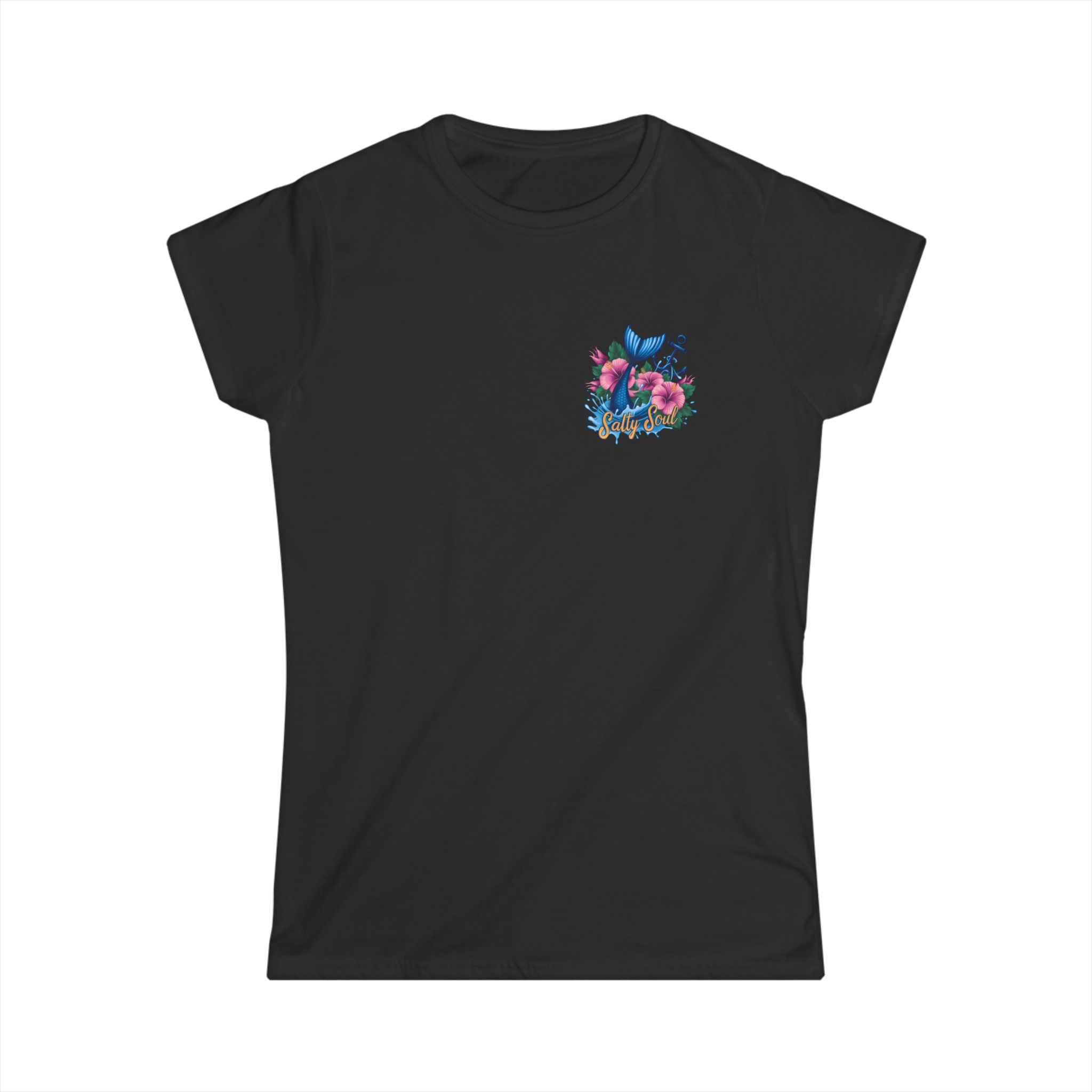 Salty Soul Floral Anchor Beach T-Shirt — Cute Nautical Gift for Women Graphic Tee
