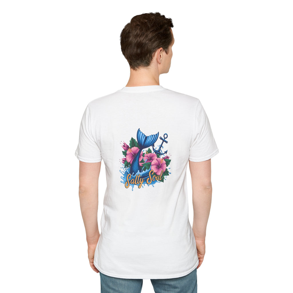 Salty Soul Mermaid Anchor Floral T-Shirt — Cute Beach Gift for Women Nautical Tee