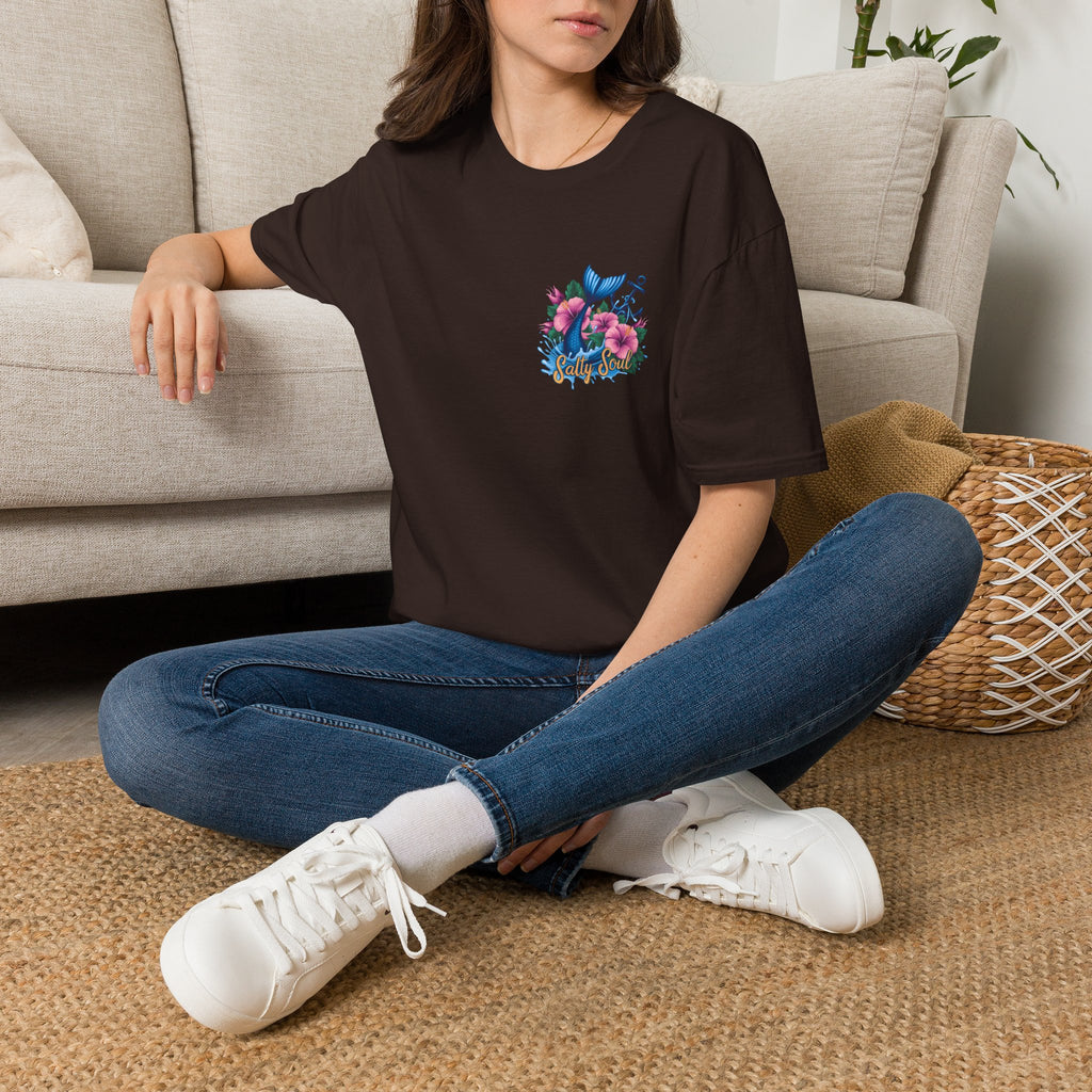 Salty Soul Mermaid Anchor Floral T-Shirt — Cute Beach Gift for Women Nautical Tee