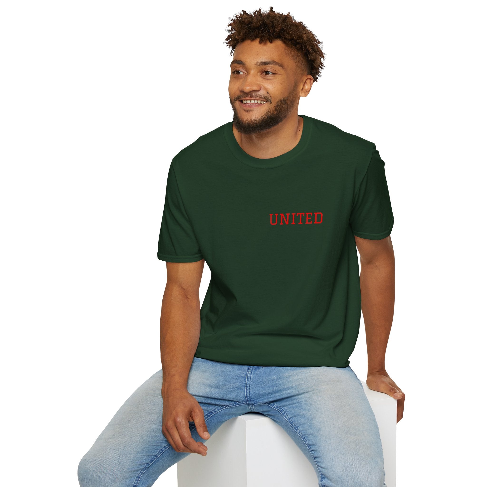 United American Flag T-Shirt — Patriotic Gift for Him Red Chest Graphic Tee