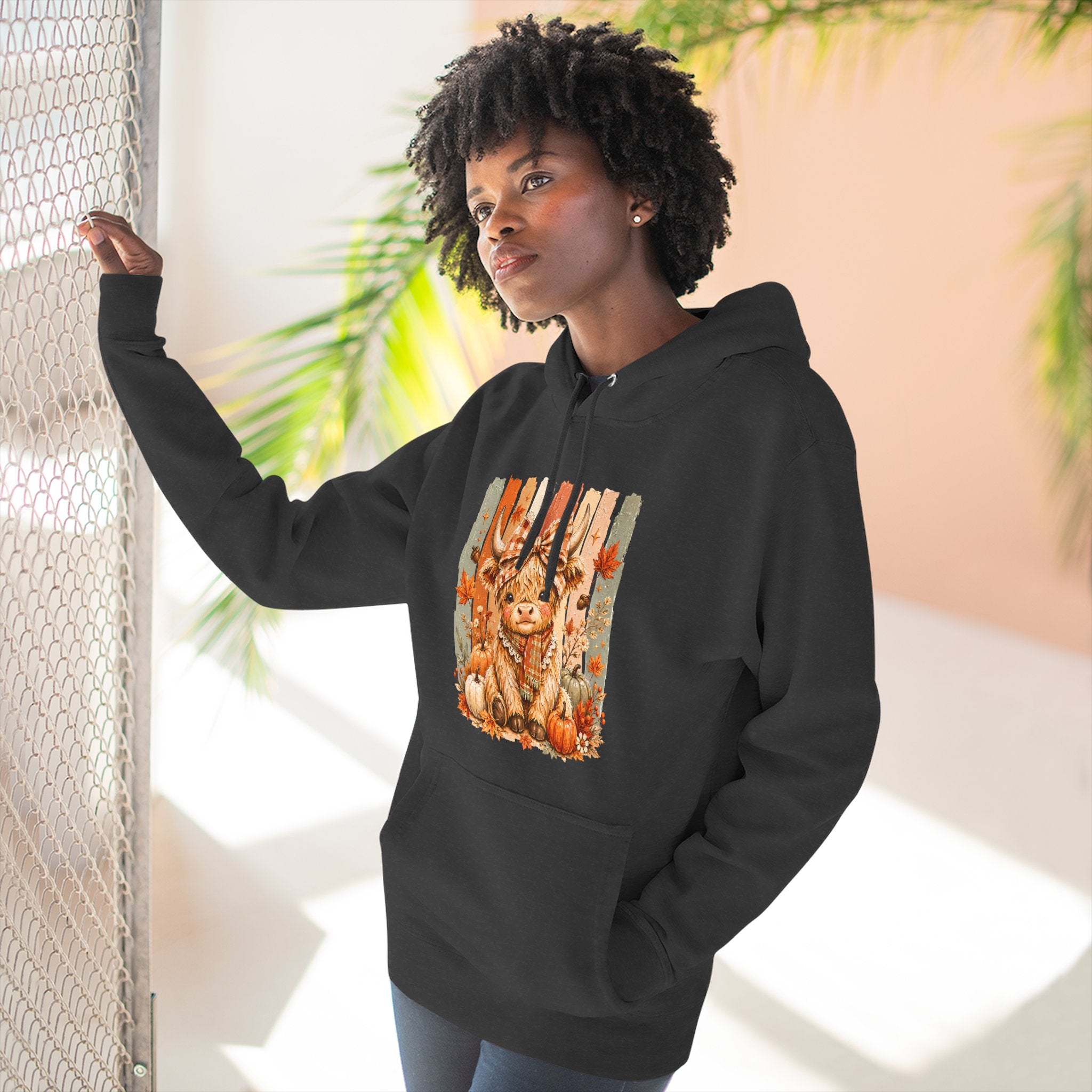Autumn Pumpkin Cow Hoodie — Cute Fall Gift for Women Cozy Graphic Pullover