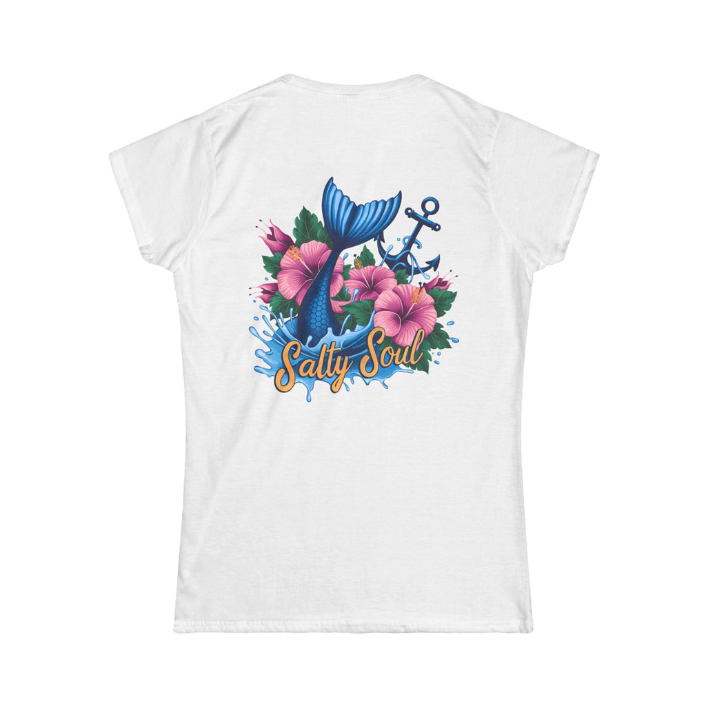 Salty Soul Floral Anchor Beach T-Shirt — Cute Nautical Gift for Women Graphic Tee