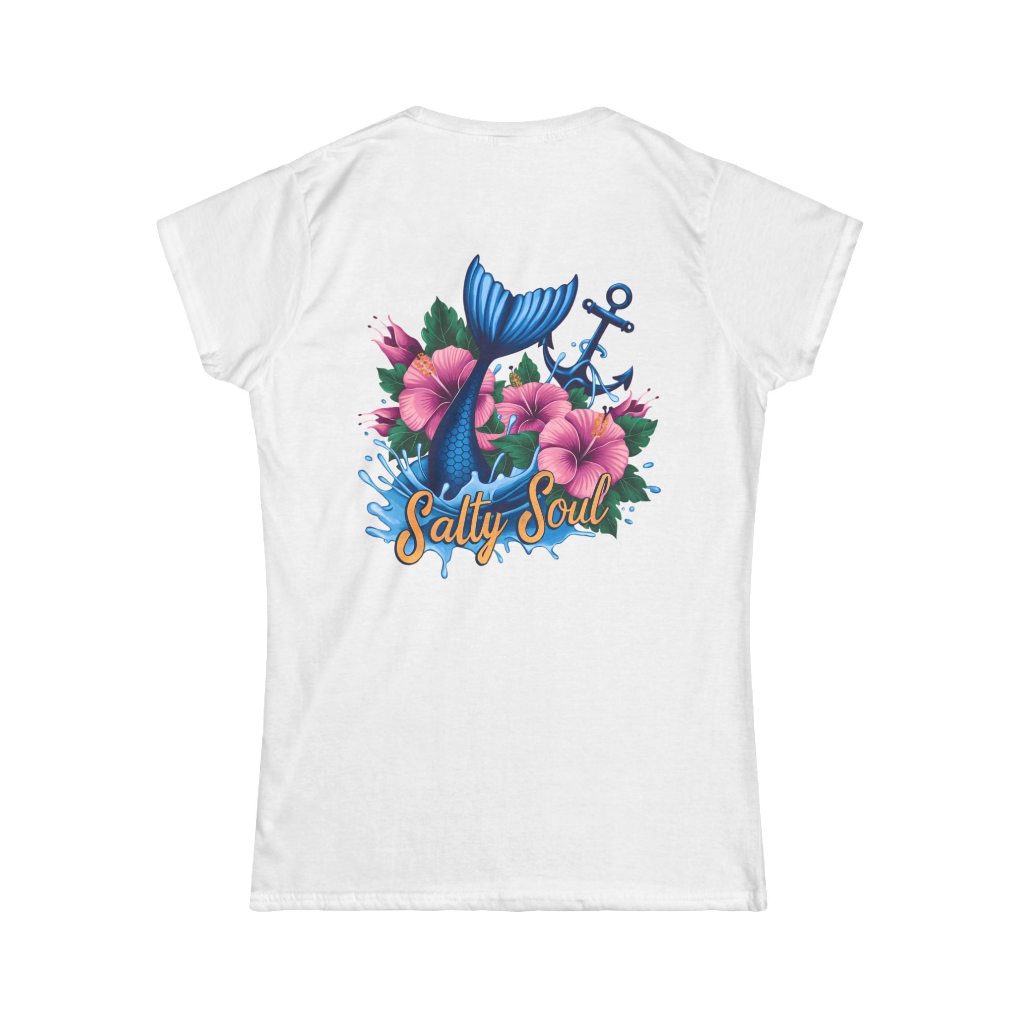 Salty Soul Floral Anchor Beach T-Shirt — Cute Nautical Gift for Women Graphic Tee