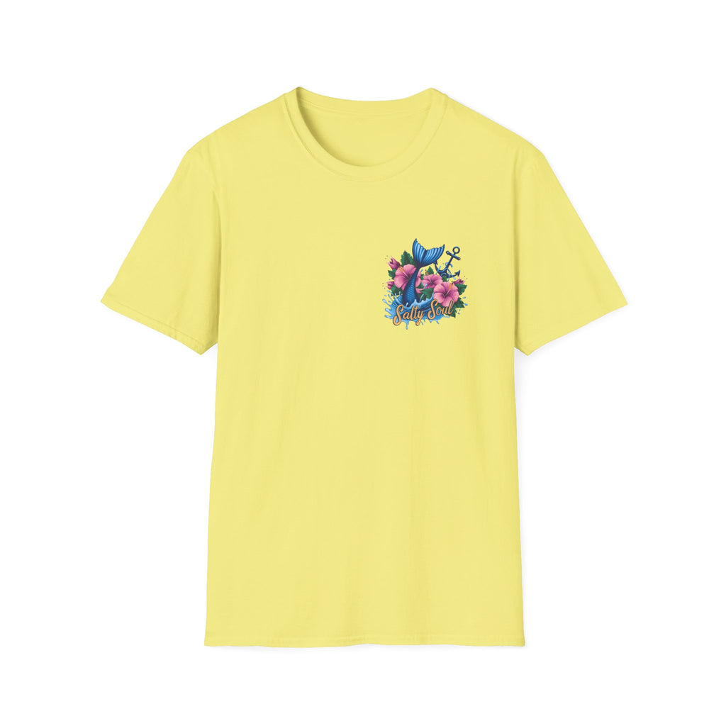 Salty Soul Mermaid Anchor Floral T-Shirt — Cute Beach Gift for Women Nautical Tee