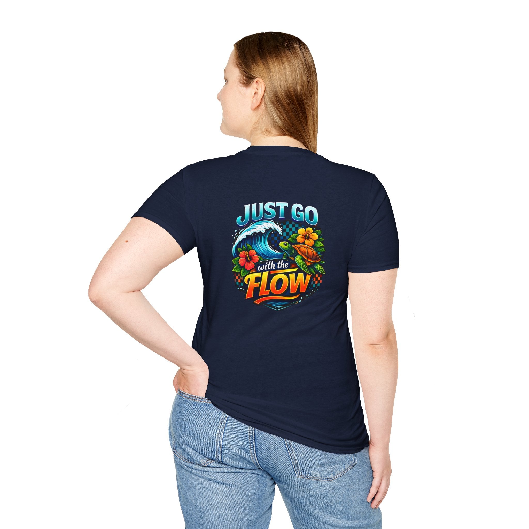 Go With the Flow Sea Turtle T-Shirt — Cute Beach Gift for Women Ocean Floral Tee
