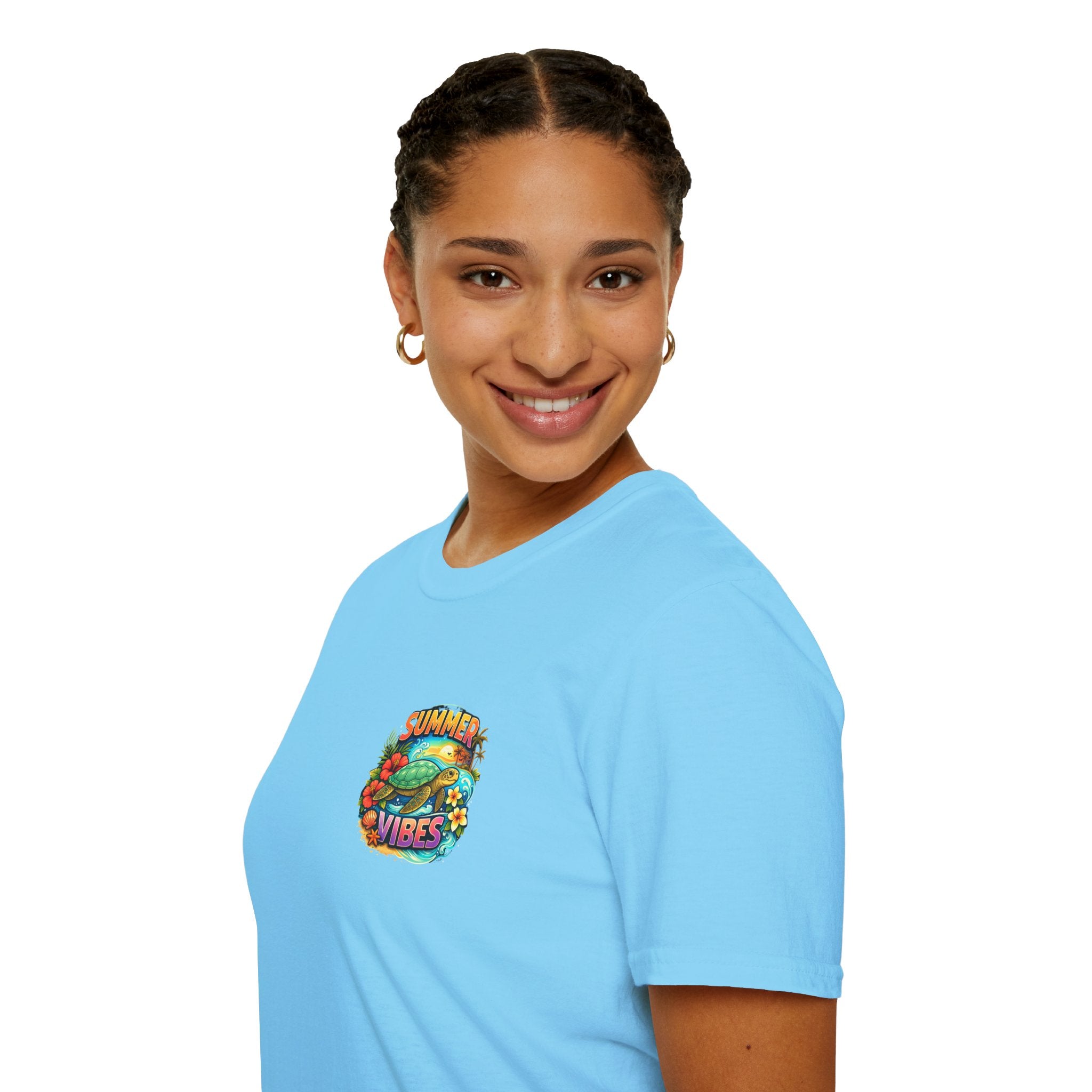 Summer Vibes Sea Turtle T-Shirt — Cute Beach Gift for Women Surf Floral Graphic Tee