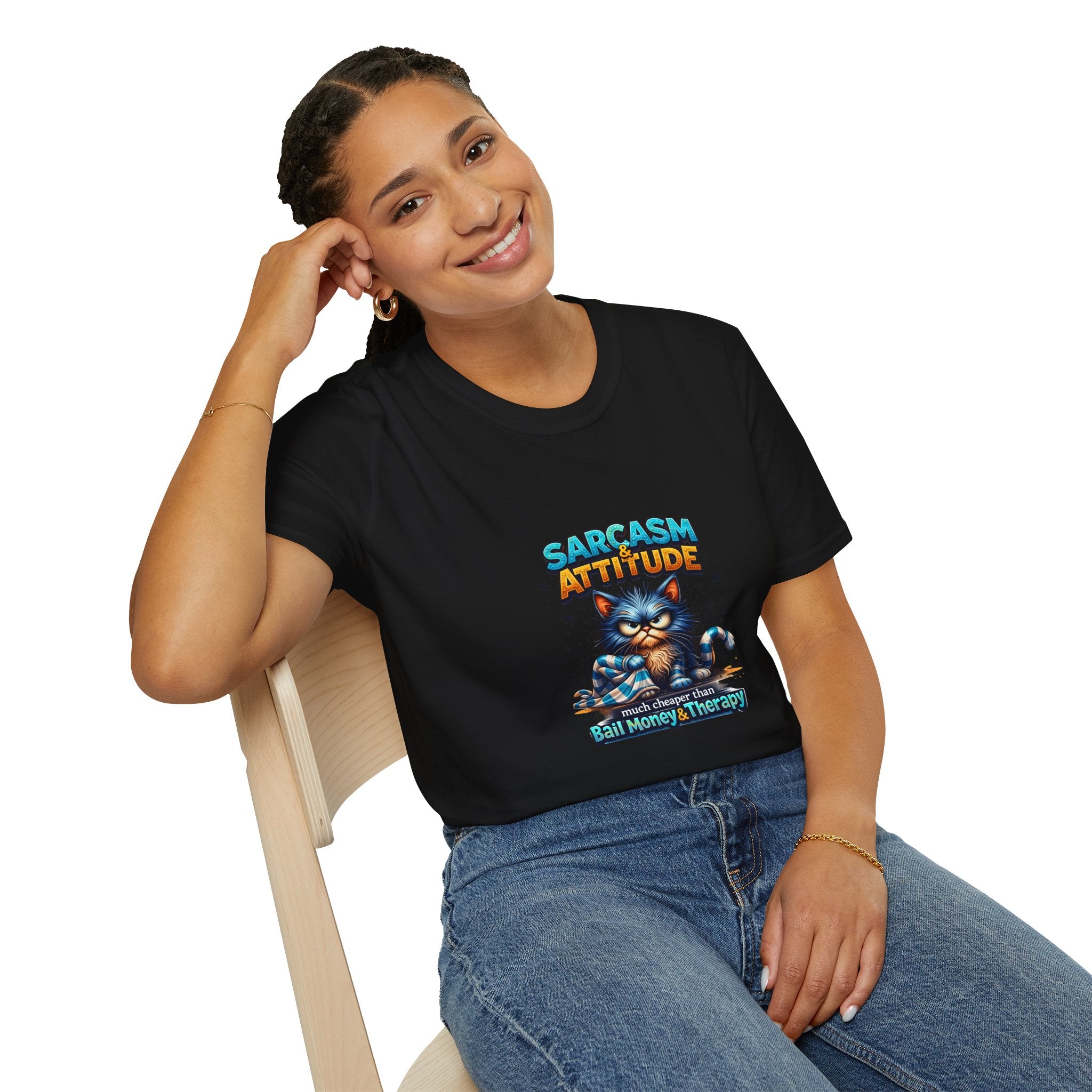 Sarcasm & Attitude Grumpy Cat T-Shirt — Funny Sarcastic Gift for Her Graphic Tee