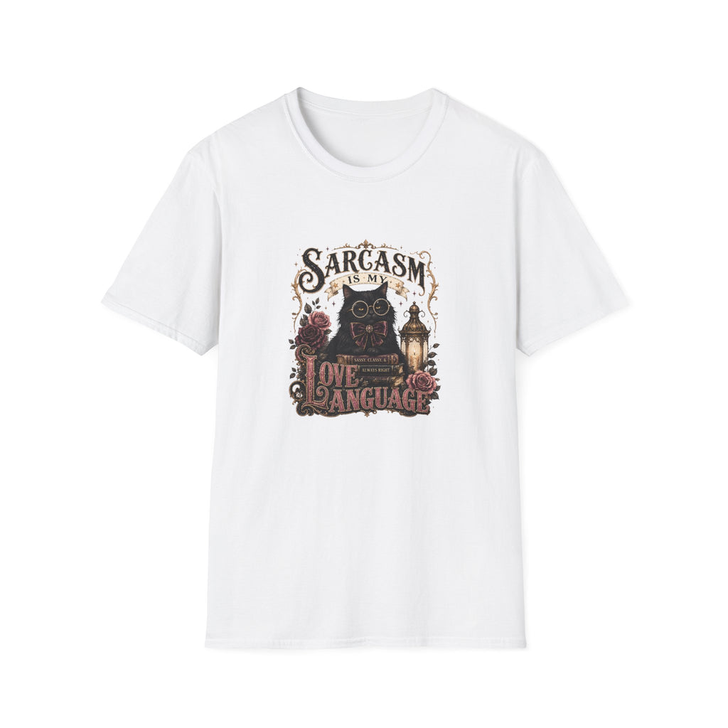 Sarcasm Is My Love Language Cat T-Shirt — Funny Gift for Her Vintage Graphic Tee