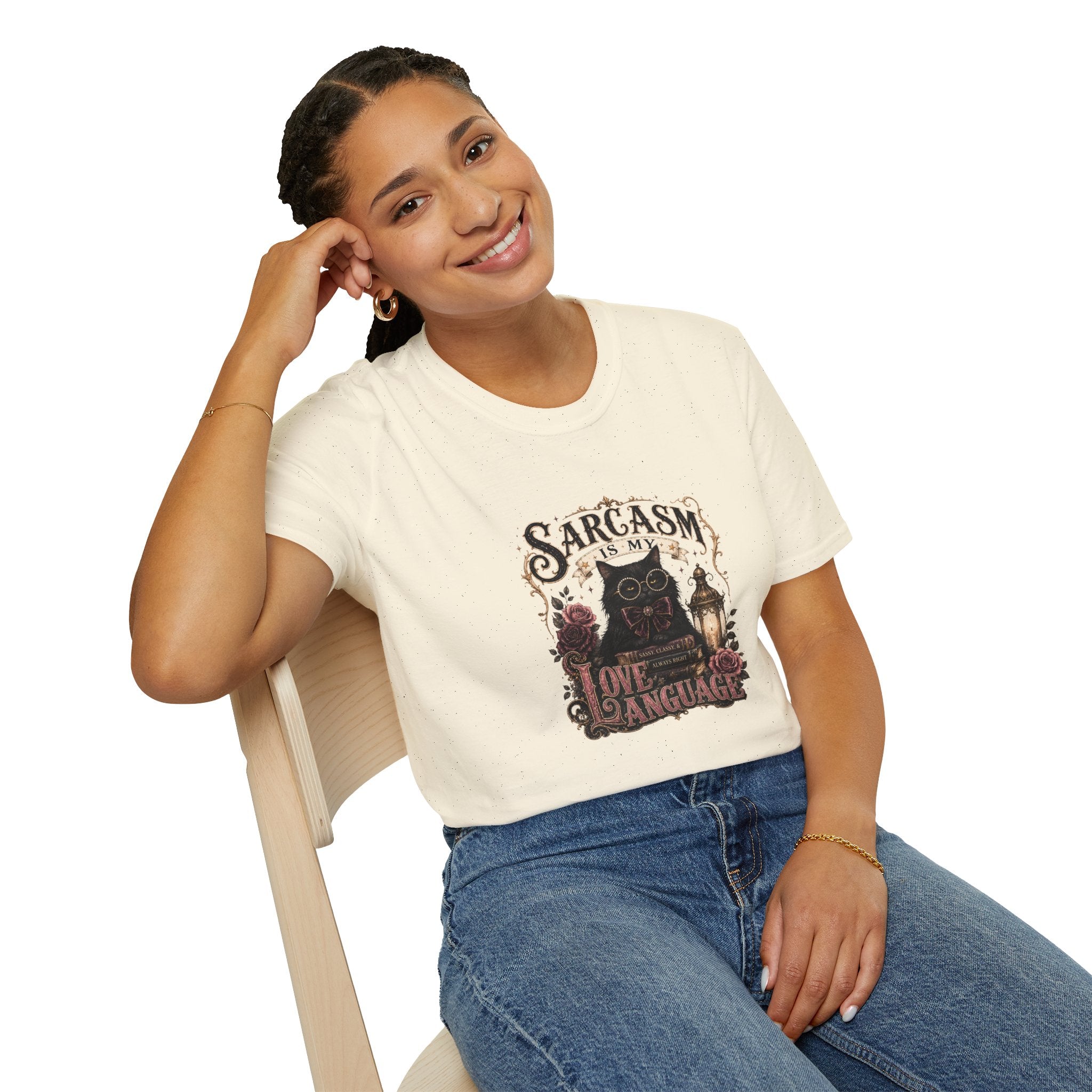 Sarcasm Is My Love Language Cat T-Shirt — Funny Gift for Her Vintage Graphic Tee