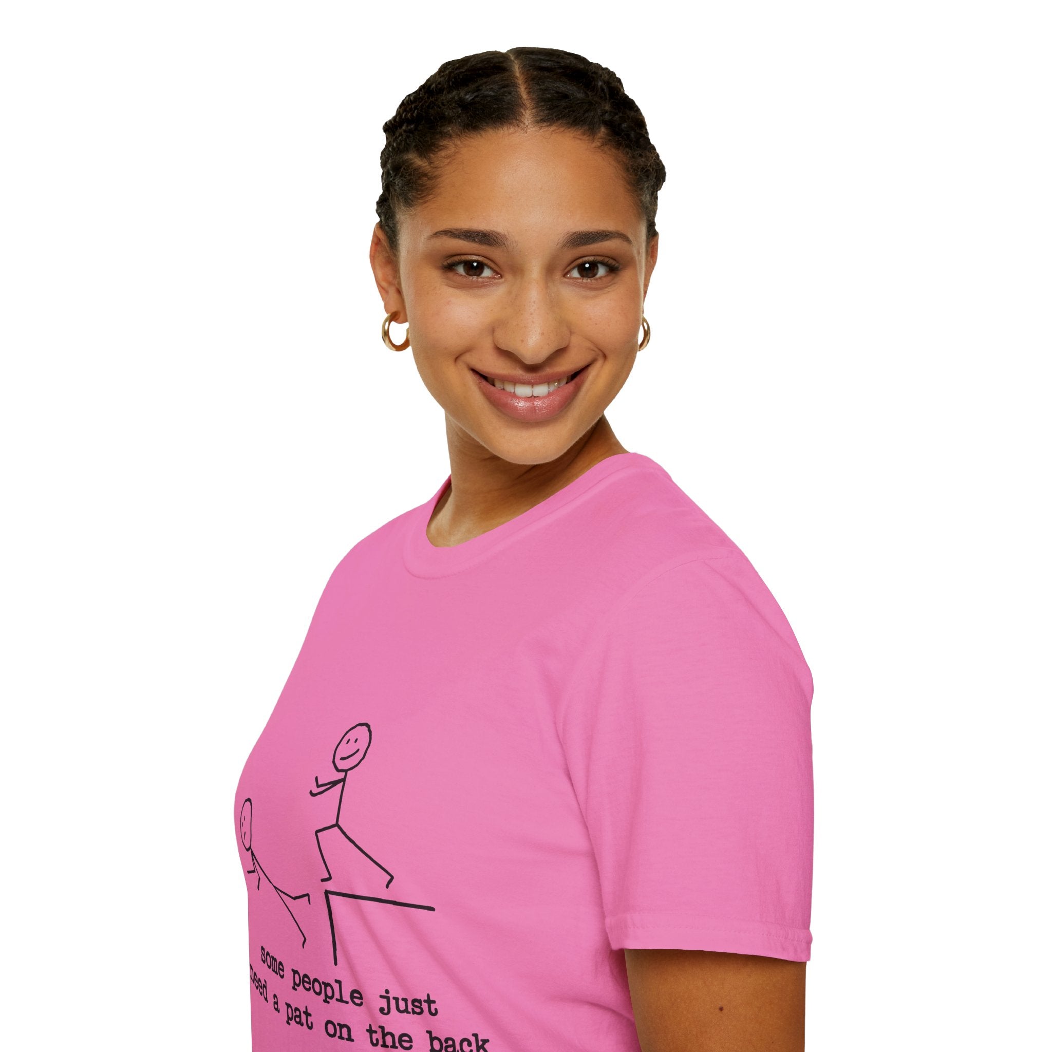 T-Shirt — "Some People Just Need a Pat on the Back" Stick Figure Humor Tee
