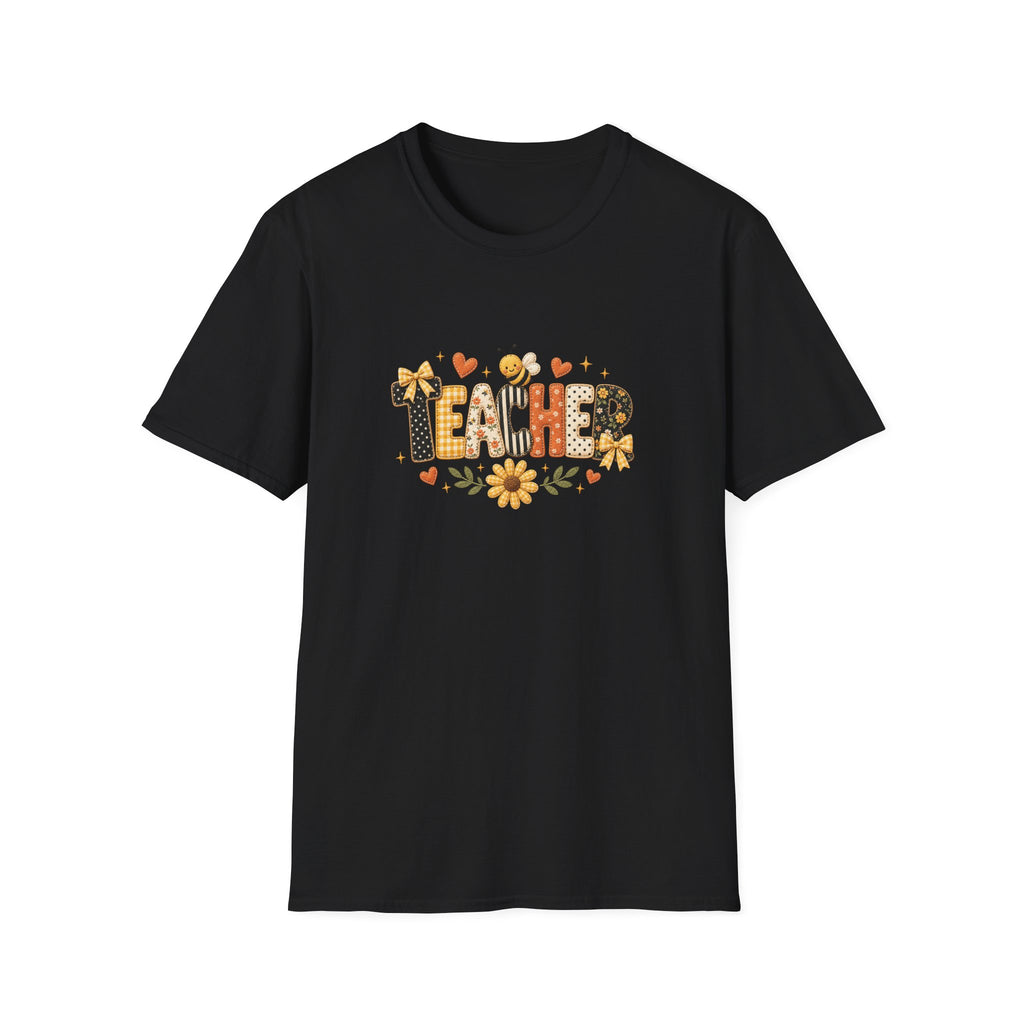 Teacher Floral Bee T-Shirt — Cute Back-to-School Gift for Teachers Graphic Tee