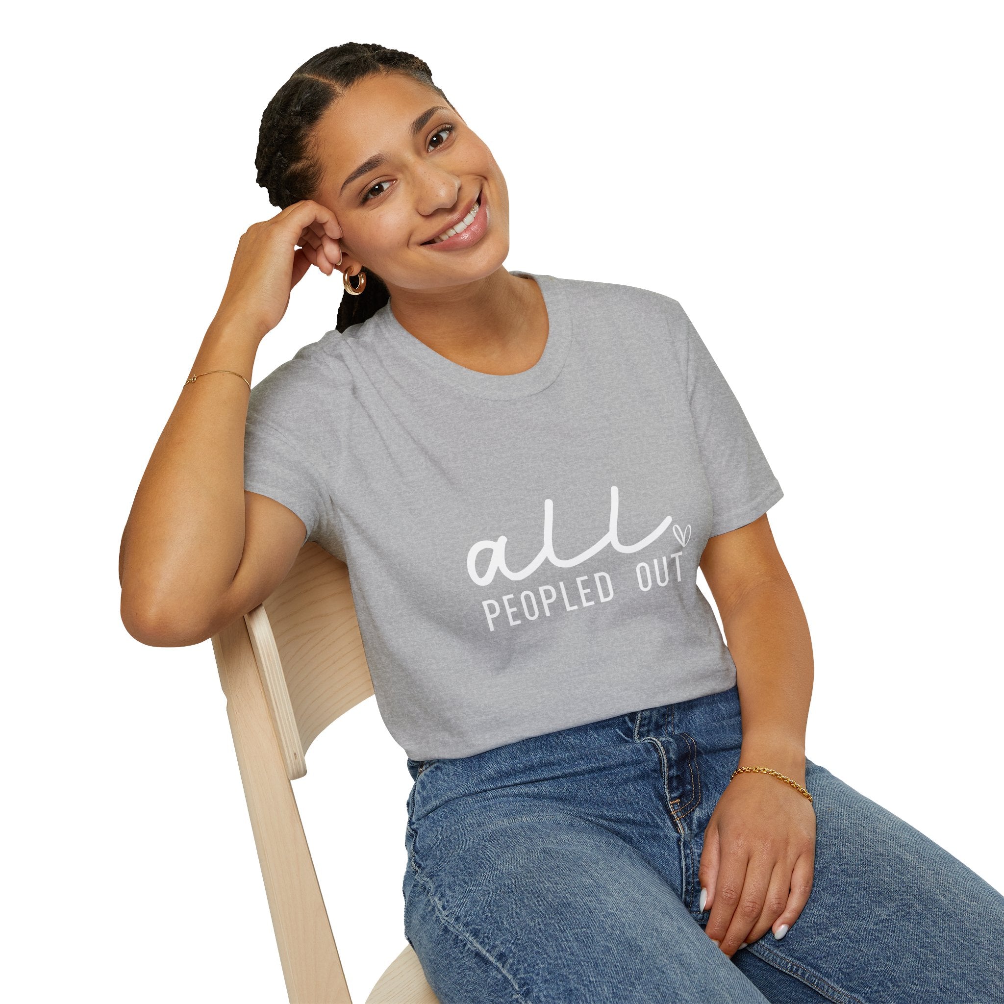 All Peopled Out T-Shirt — Funny Introvert Gift for Her Sarcastic Anti-Social Tee