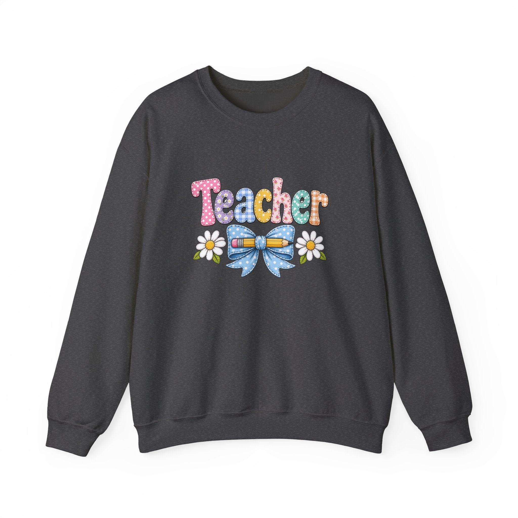 Teacher Floral Bow Sweatshirt — Cute Pastel Gift for Teachers Appreciation Crewneck