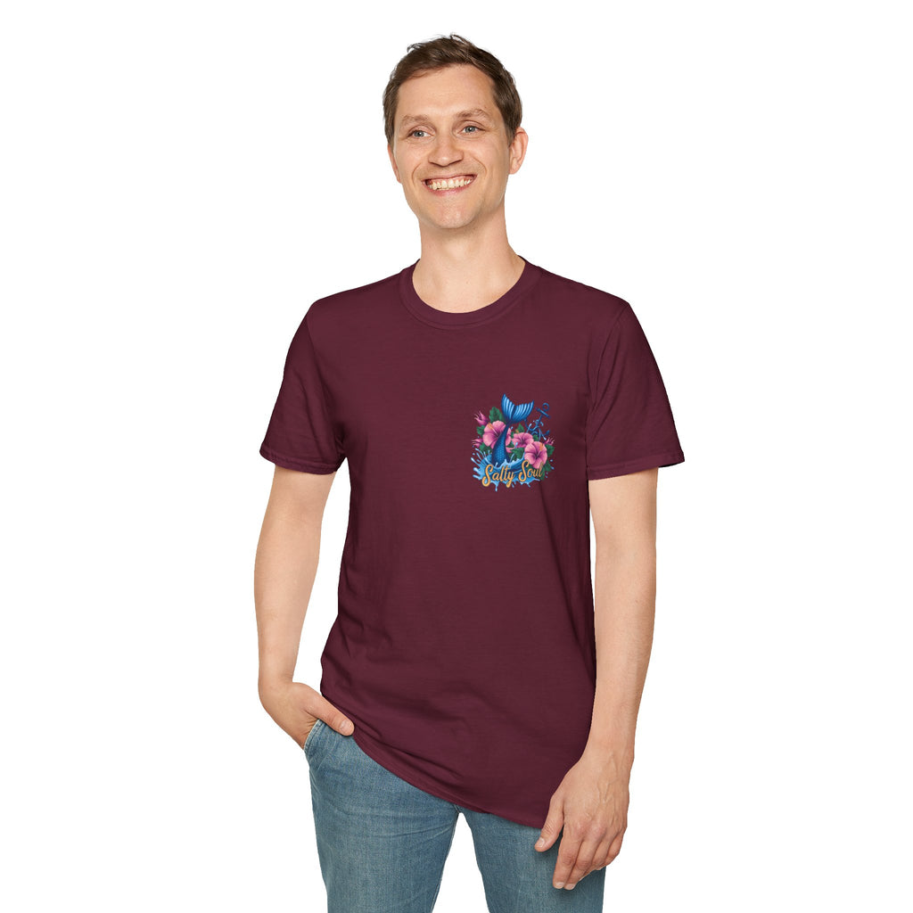 Salty Soul Mermaid Anchor Floral T-Shirt — Cute Beach Gift for Women Nautical Tee