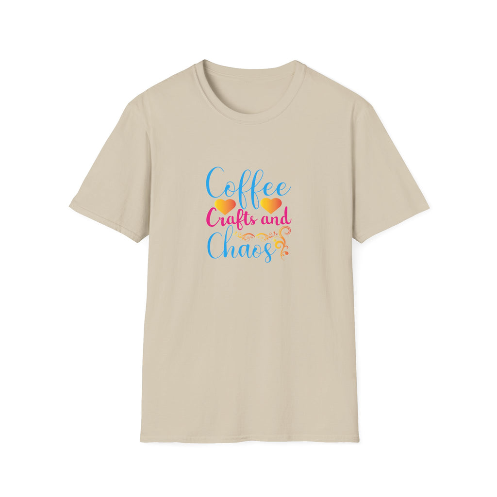 Coffee Crafts and Chaos T-Shirt — Funny Gift for Crafty Women Sarcastic Graphic Tee