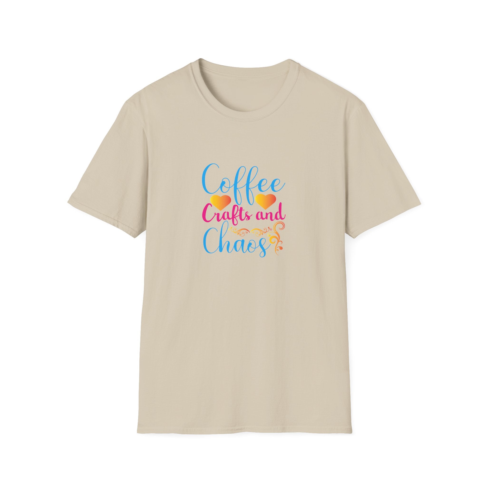 Coffee Crafts and Chaos T-Shirt — Funny Gift for Crafty Women Sarcastic Graphic Tee