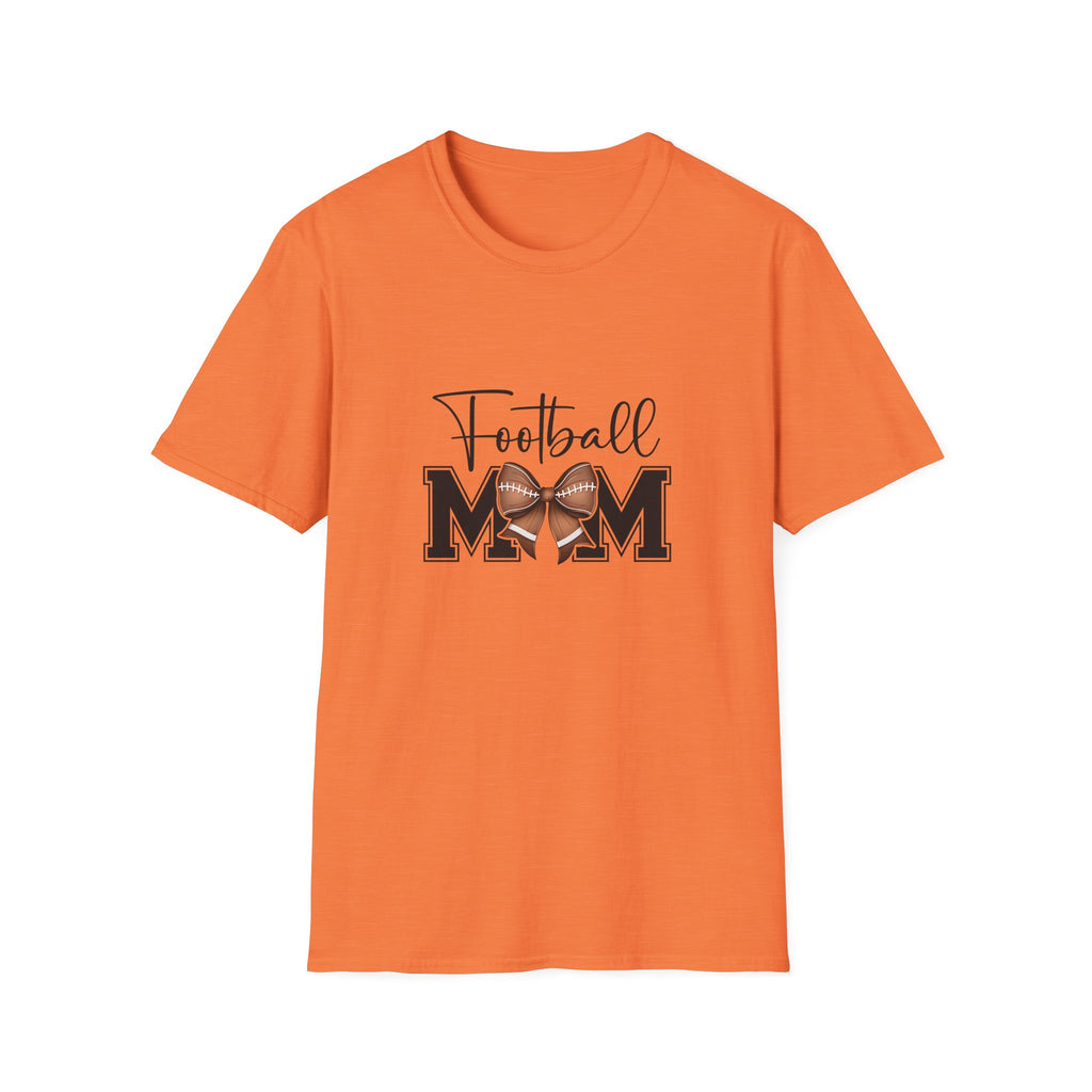 Football Mom Script T-Shirt — Cute Bow Gift for Proud Moms Game Day Graphic Tee
