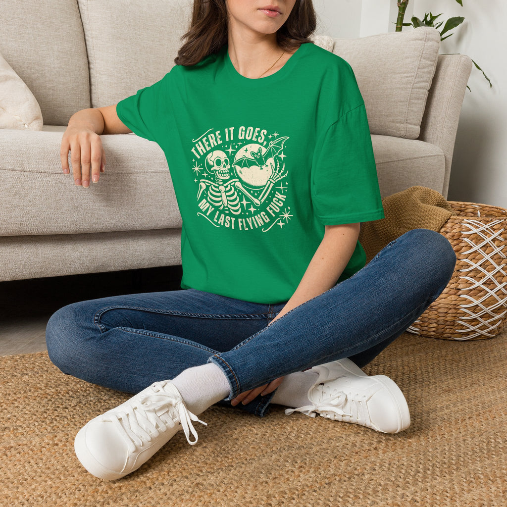 There It Goes Skull Moon & Bat T-Shirt — Cute Halloween Gift for Women Graphic Tee