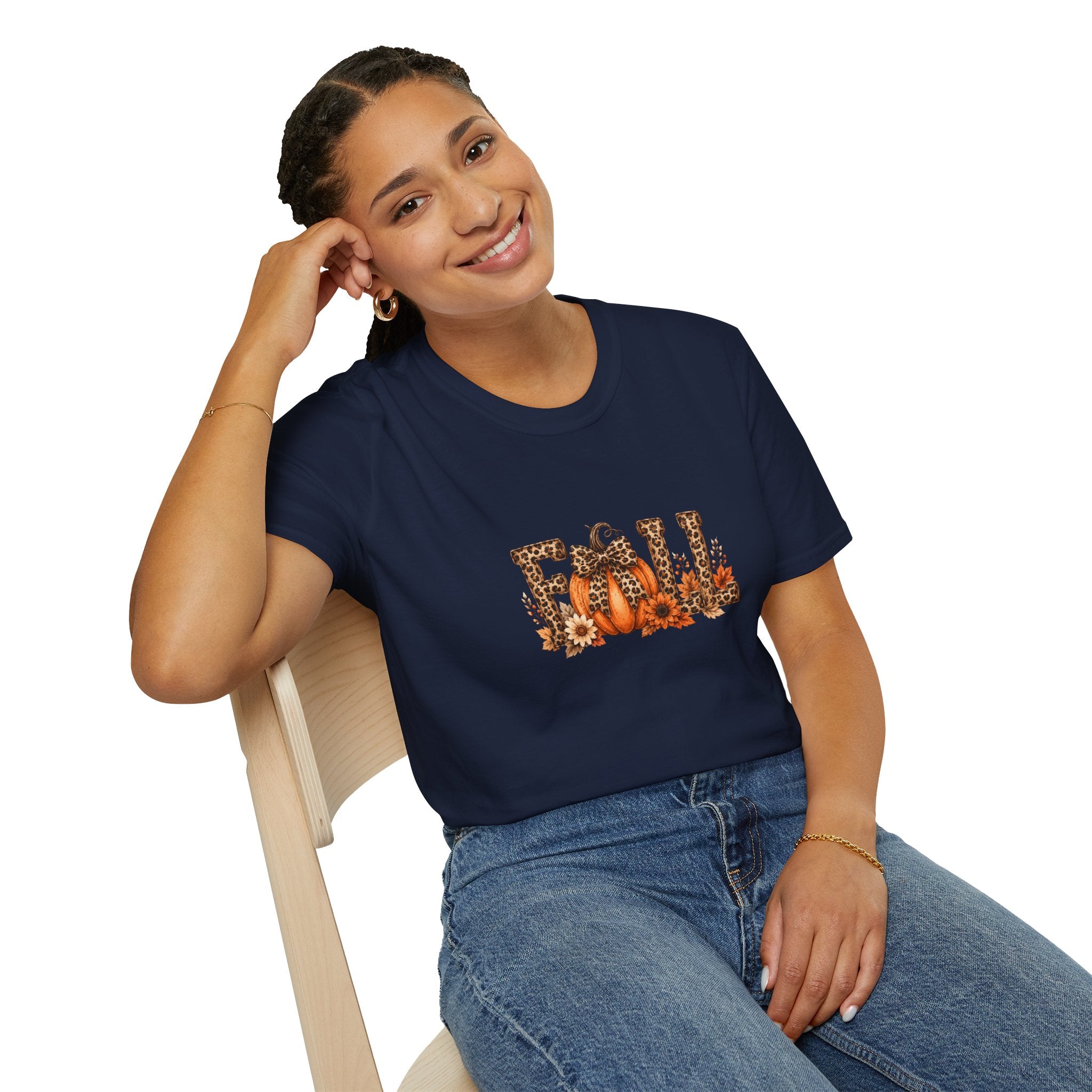 Fall Leopard Pumpkin T-Shirt — Cute Autumn Gift for Women Floral Graphic Tee