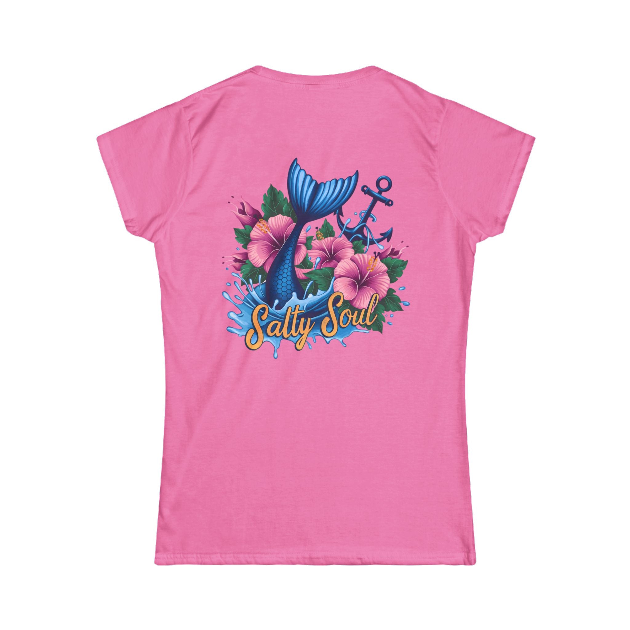 Salty Soul Floral Anchor Beach T-Shirt — Cute Nautical Gift for Women Graphic Tee