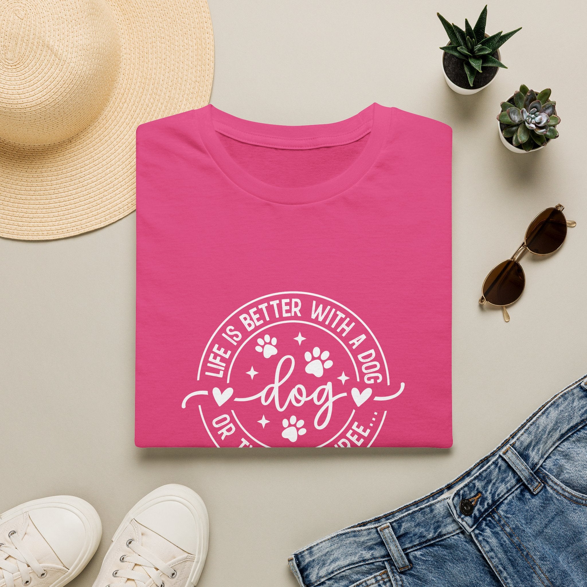 Life Is Better With a Dog T-Shirt — Funny Dog Lover Gift for Women Paw Print Tee