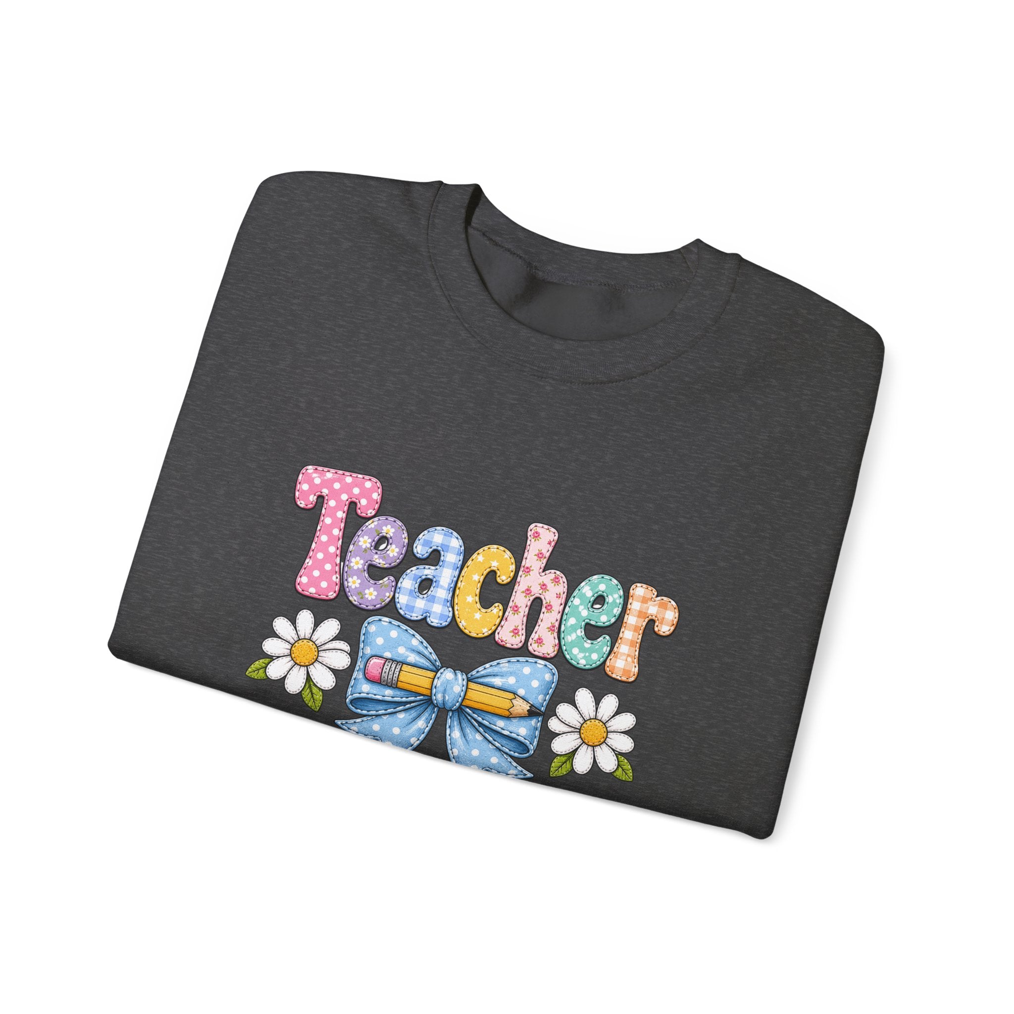 Teacher Floral Bow Sweatshirt — Cute Pastel Gift for Teachers Appreciation Crewneck