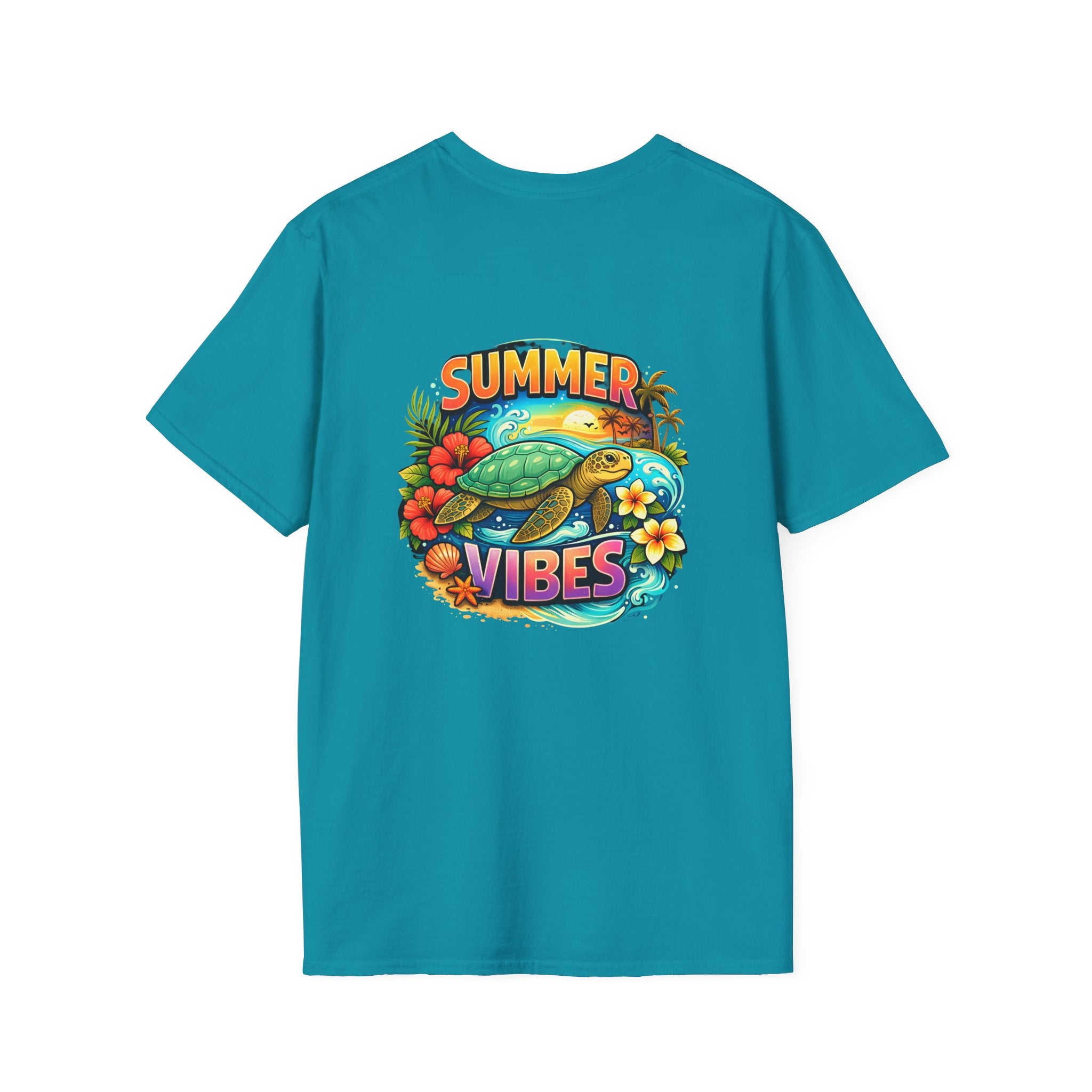 Summer Vibes Sea Turtle T-Shirt — Cute Beach Gift for Women Surf Floral Graphic Tee