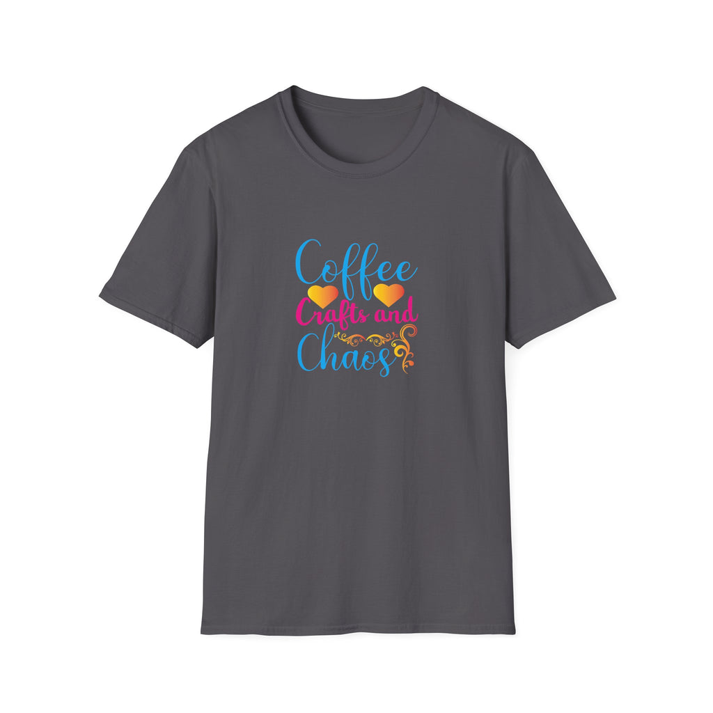 Coffee Crafts and Chaos T-Shirt — Funny Gift for Crafty Women Sarcastic Graphic Tee