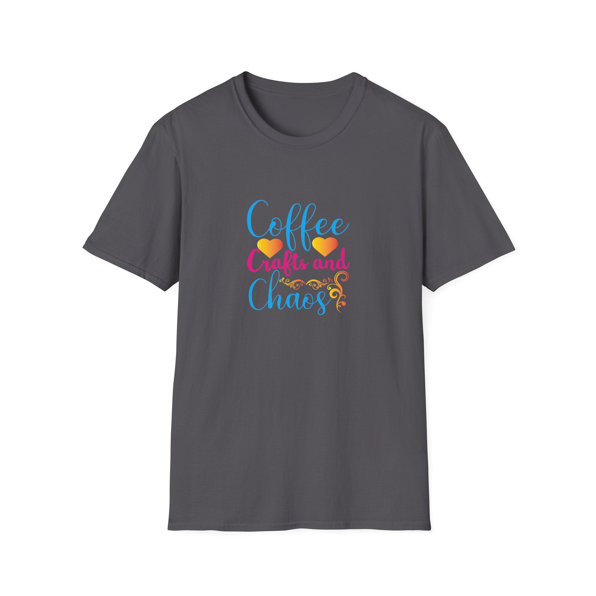 Coffee Crafts and Chaos T-Shirt — Funny Gift for Crafty Women Sarcastic Graphic Tee