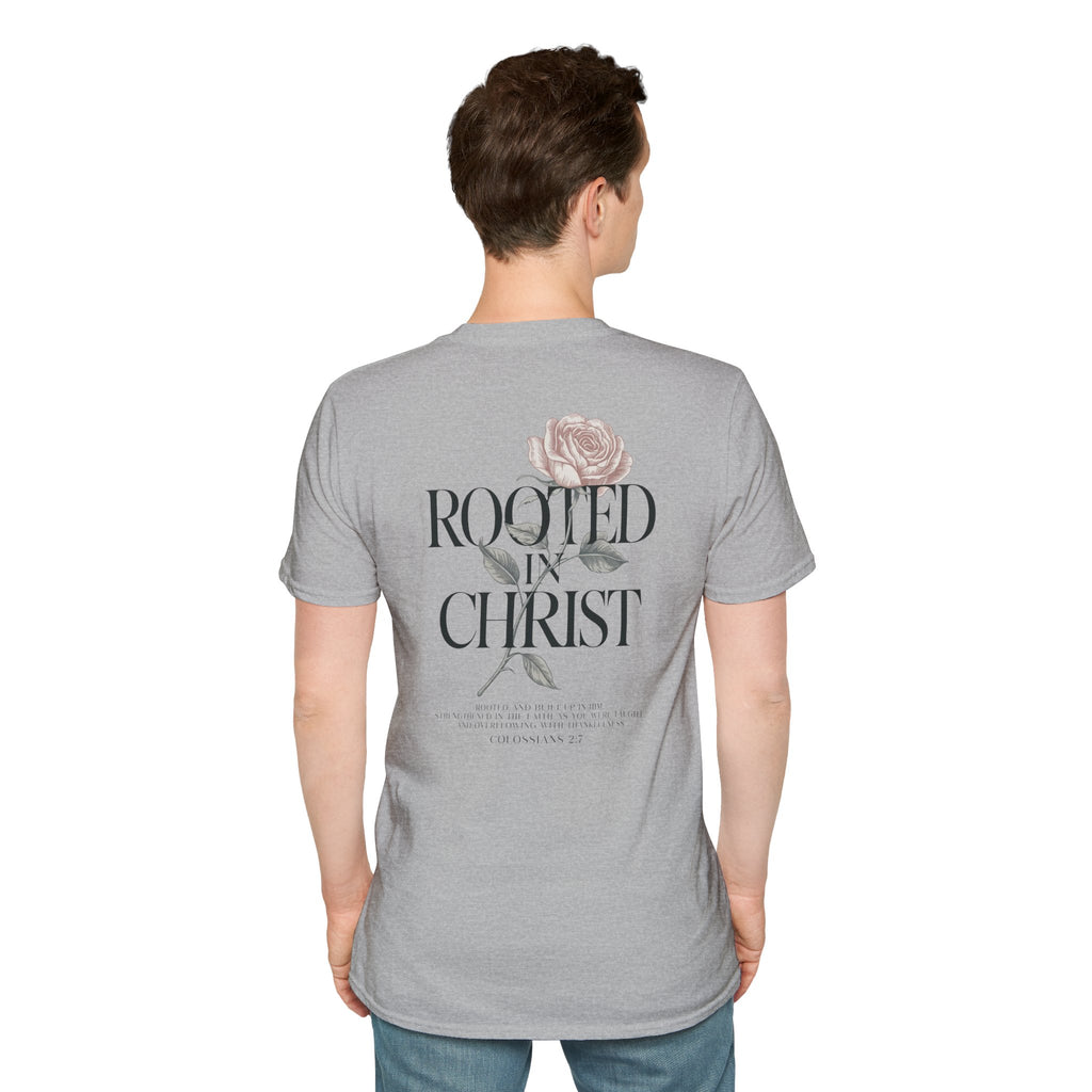 Rooted in Christ Floral T-Shirt — Christian Gift for Women Faith Graphic Tee