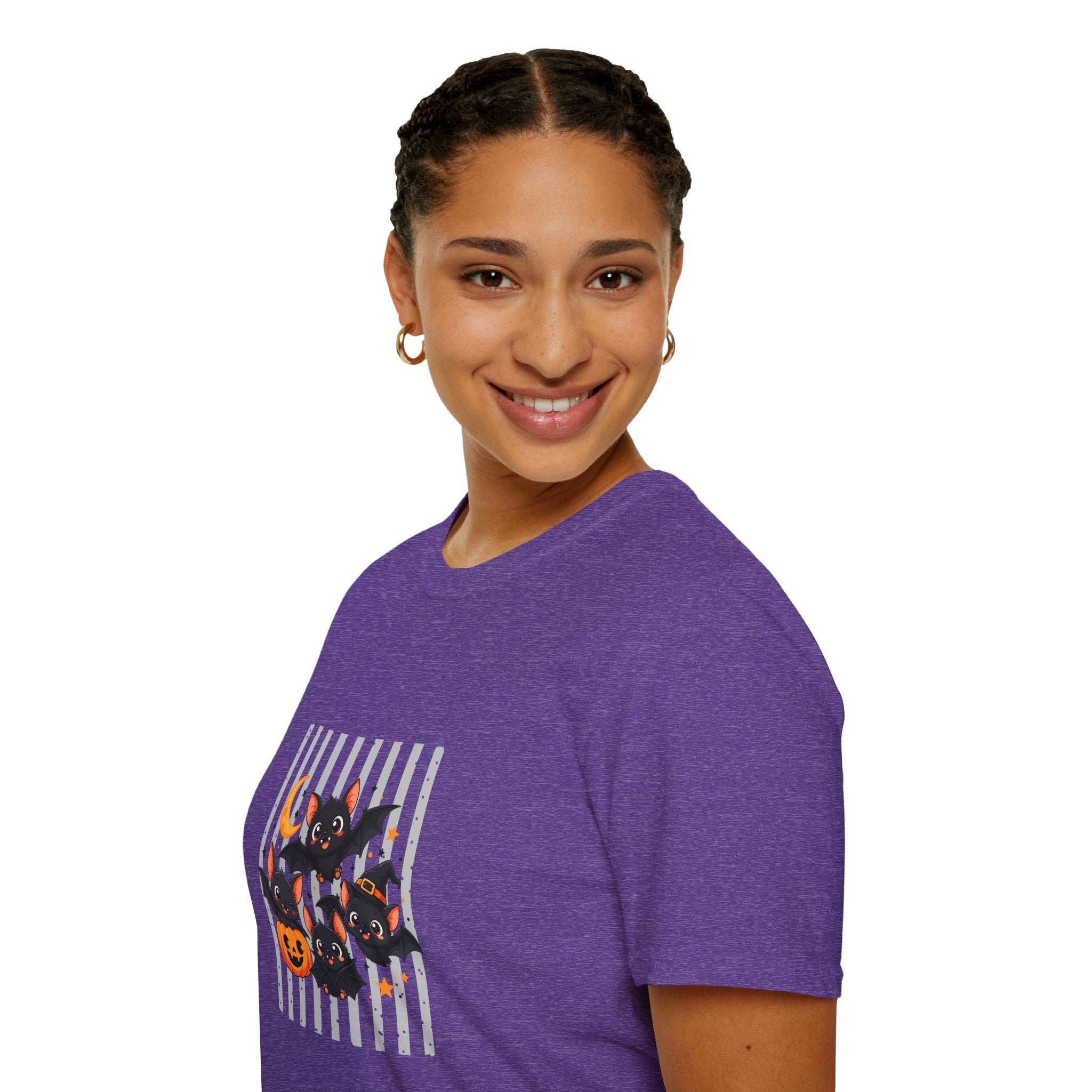 Halloween Bats Pumpkin Moon T-Shirt — Cute Spooky Gift for Women Graphic Tee