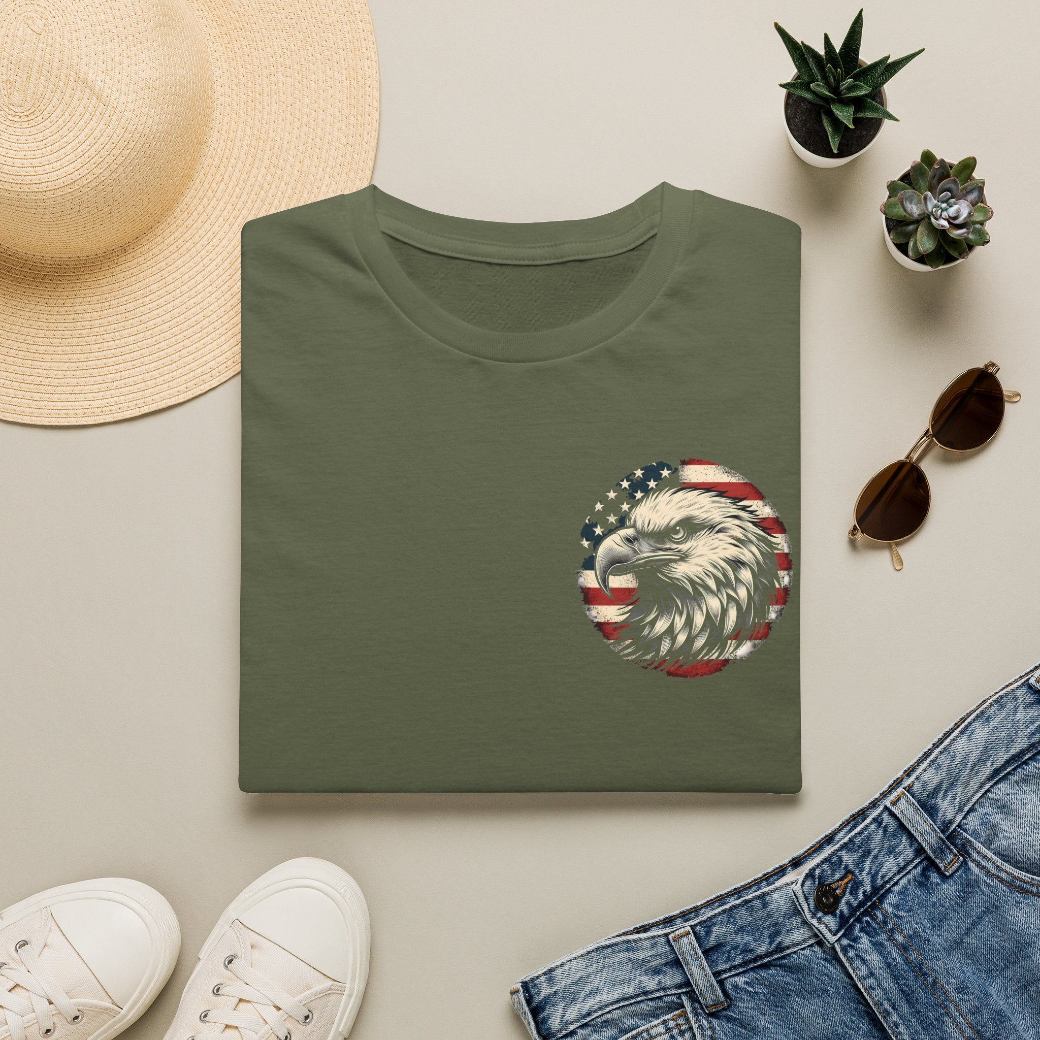 Patriotic Bald Eagle T-Shirt — American Flag Gift for Him Fourth of July Graphic Tee