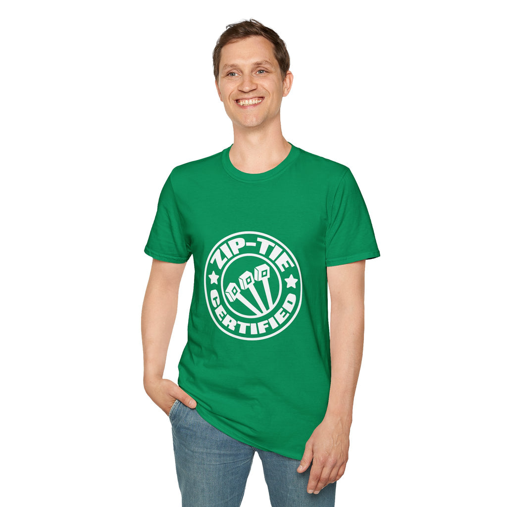 Zip-Tie Certified T-Shirt — Funny Handyman Gift for Him Bold Graphic Tee