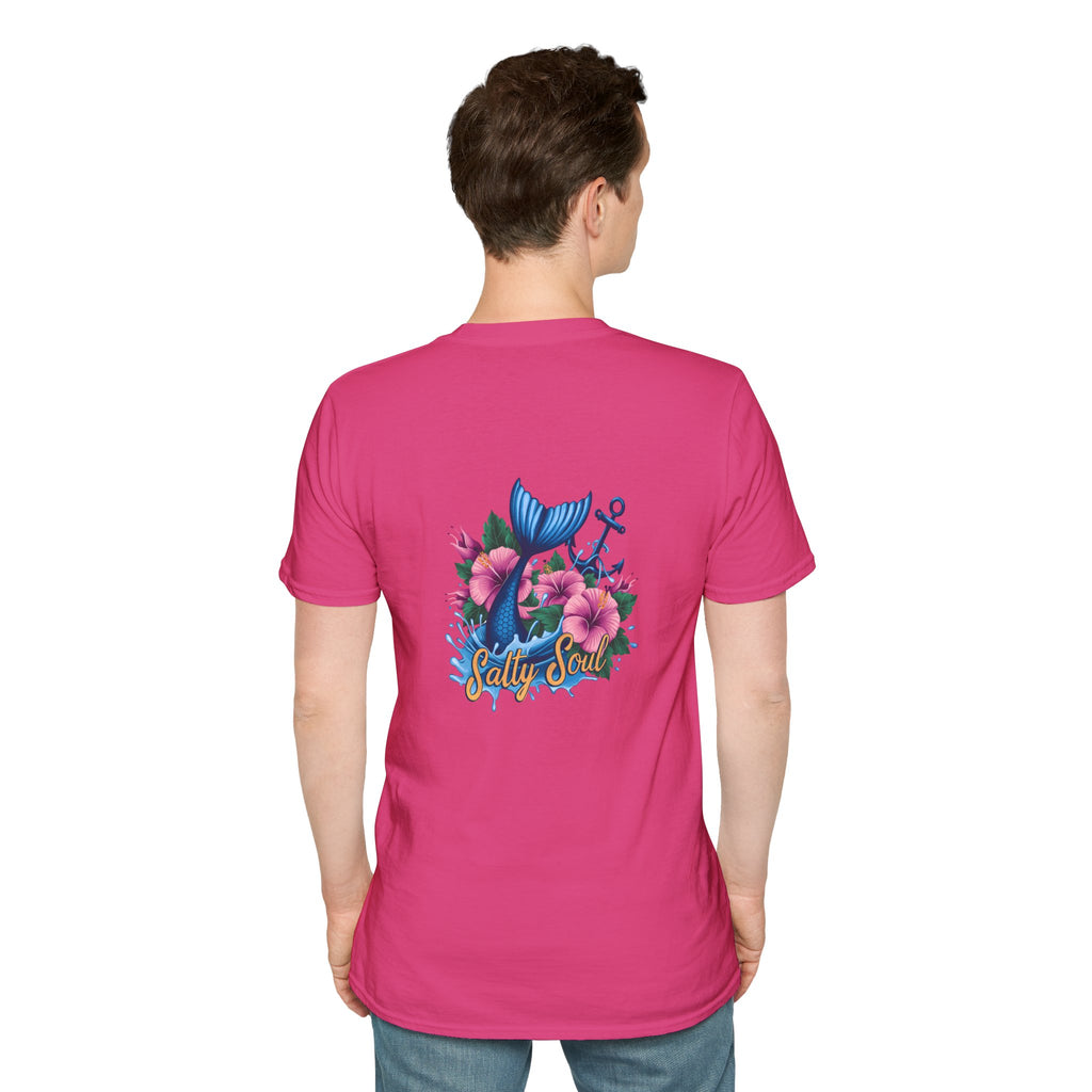 Salty Soul Mermaid Anchor Floral T-Shirt — Cute Beach Gift for Women Nautical Tee