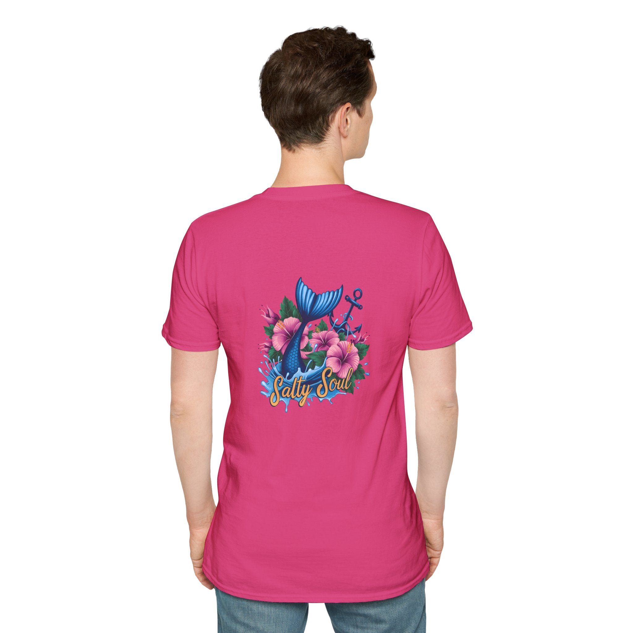 Salty Soul Mermaid Anchor Floral T-Shirt — Cute Beach Gift for Women Nautical Tee
