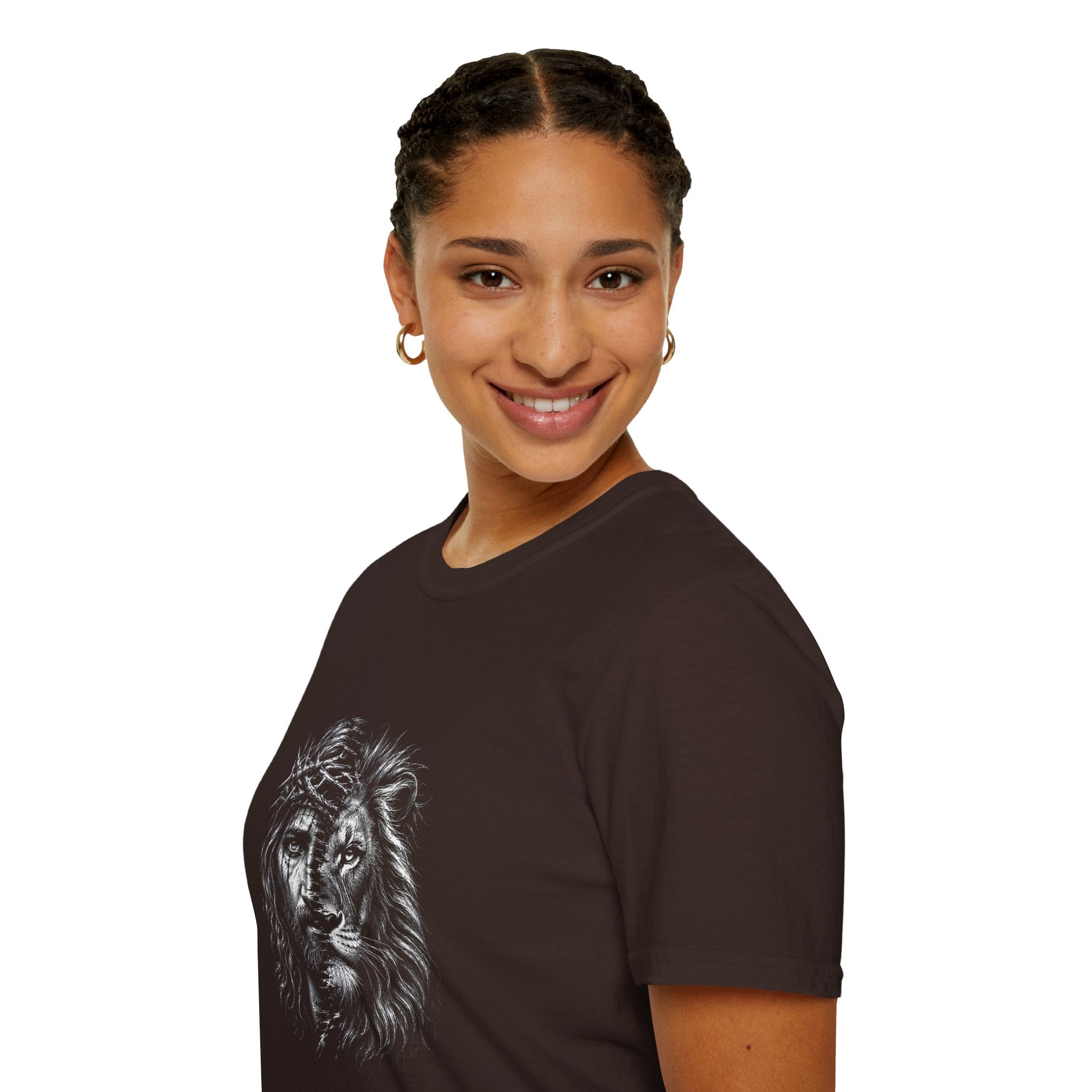 Lion of Judah T-Shirt — Crown of Thorns Half-Face Lion Christian Graphic Tee