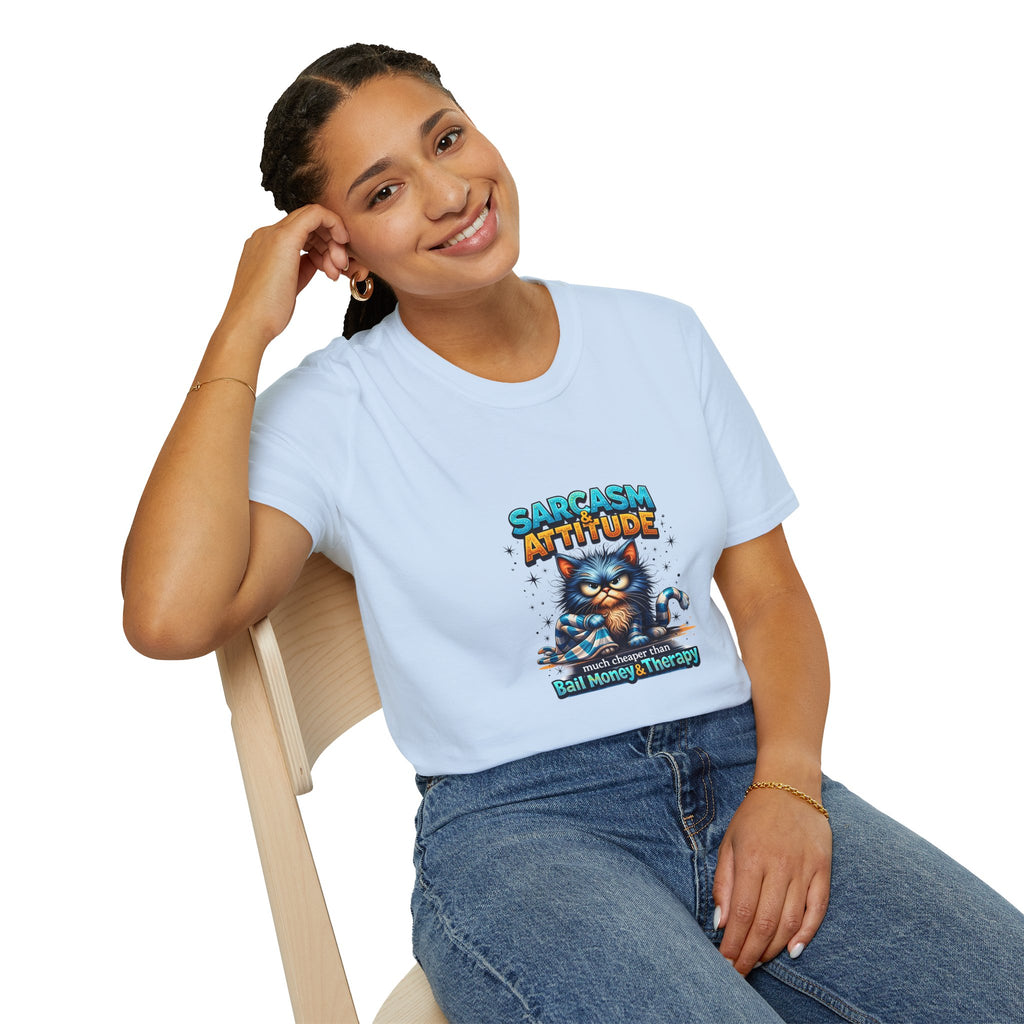 Sarcasm & Attitude Grumpy Cat T-Shirt — Funny Sarcastic Gift for Her Graphic Tee