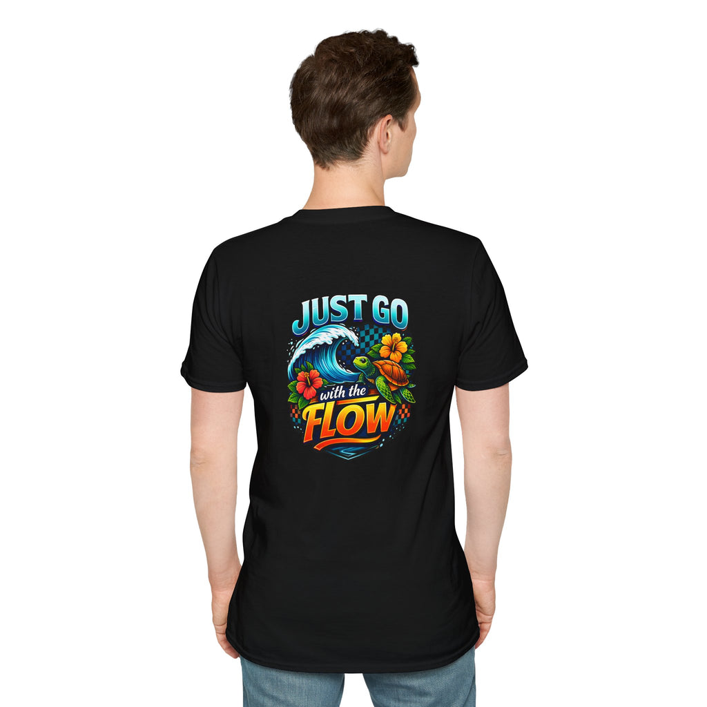 Go With the Flow Sea Turtle T-Shirt — Cute Beach Gift for Women Ocean Floral Tee
