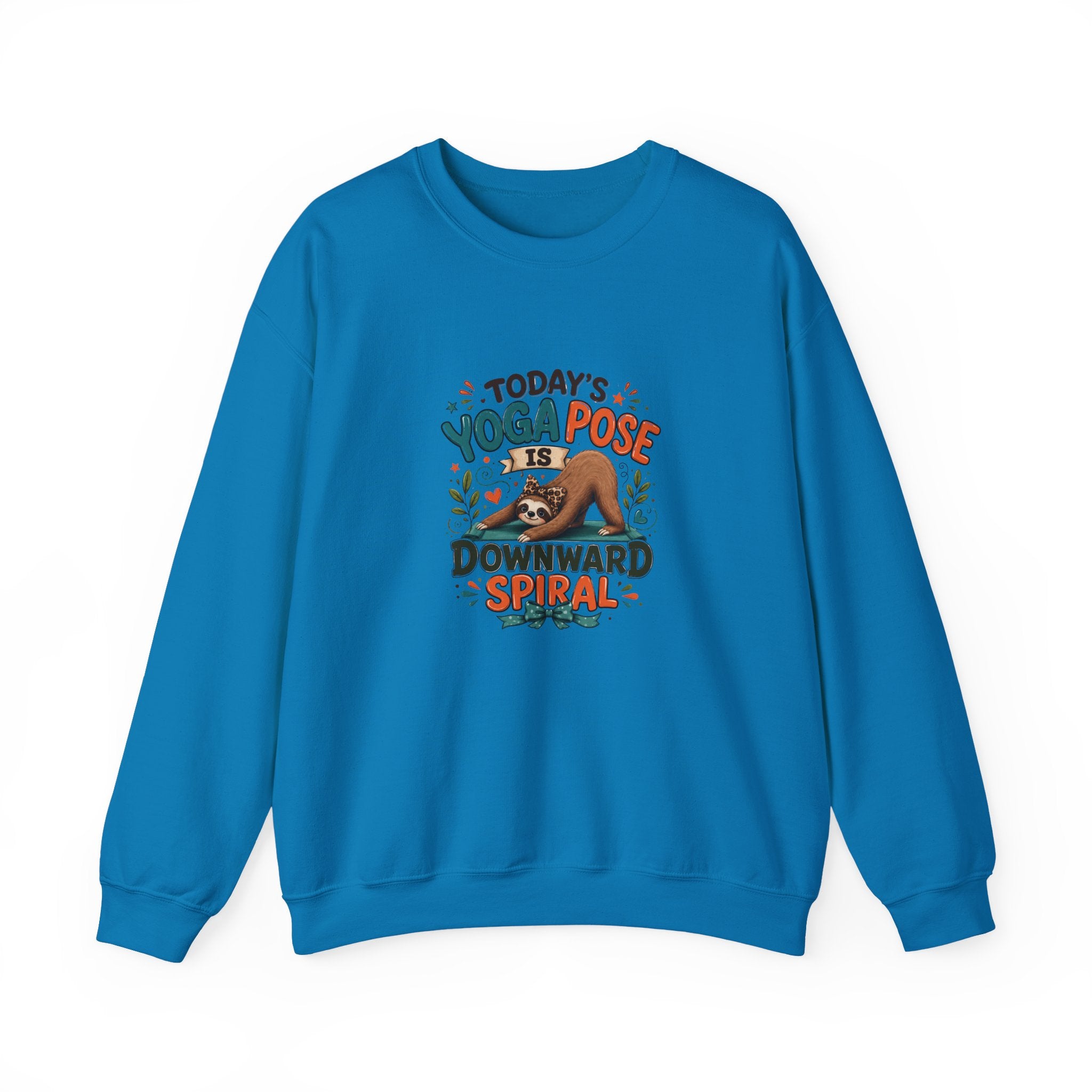 Downward Spiral Sloth Sweatshirt — Funny Lazy Gift for Her Yoga Pose Crewneck