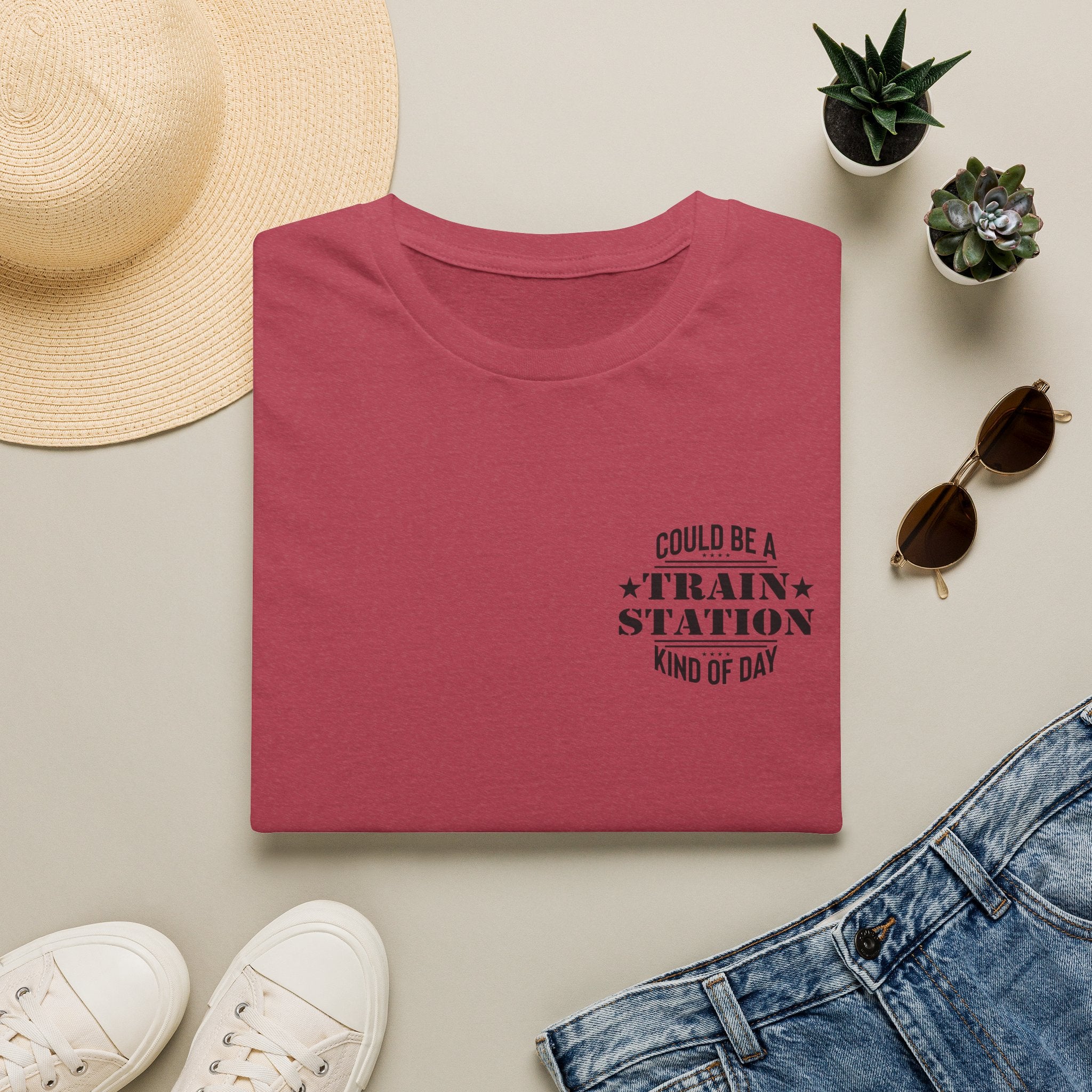 Could Be a Train Station Kind of Day T-Shirt — Funny Sarcastic Gift for Her Pocket Tee