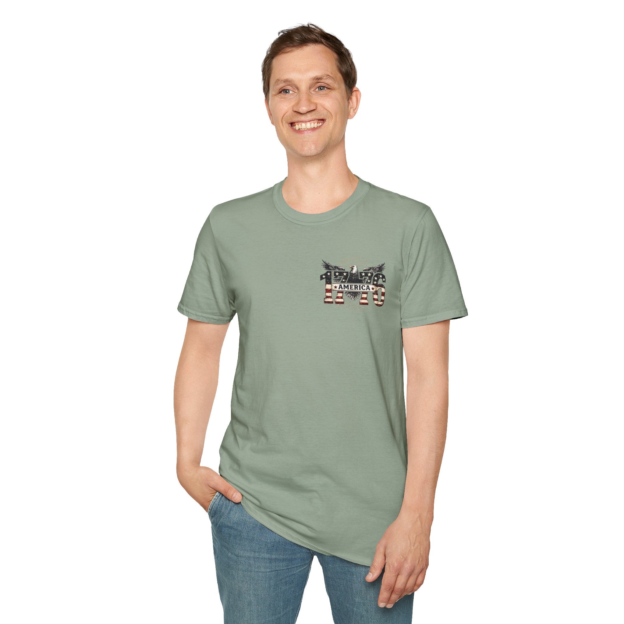 1776 American Flag Eagle T-Shirt — Vintage Patriotic Gift for Him Fourth of July Tee