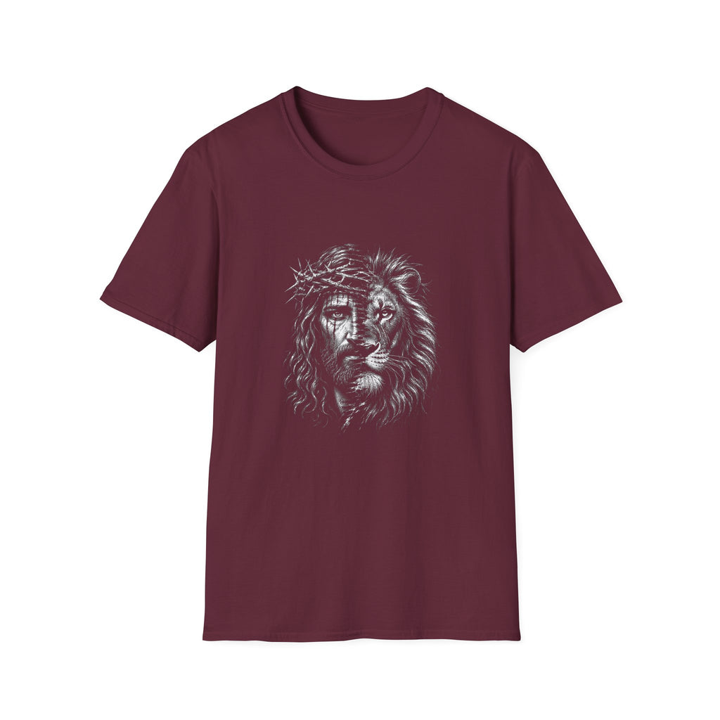 Lion of Judah T-Shirt — Crown of Thorns Half-Face Lion Christian Graphic Tee