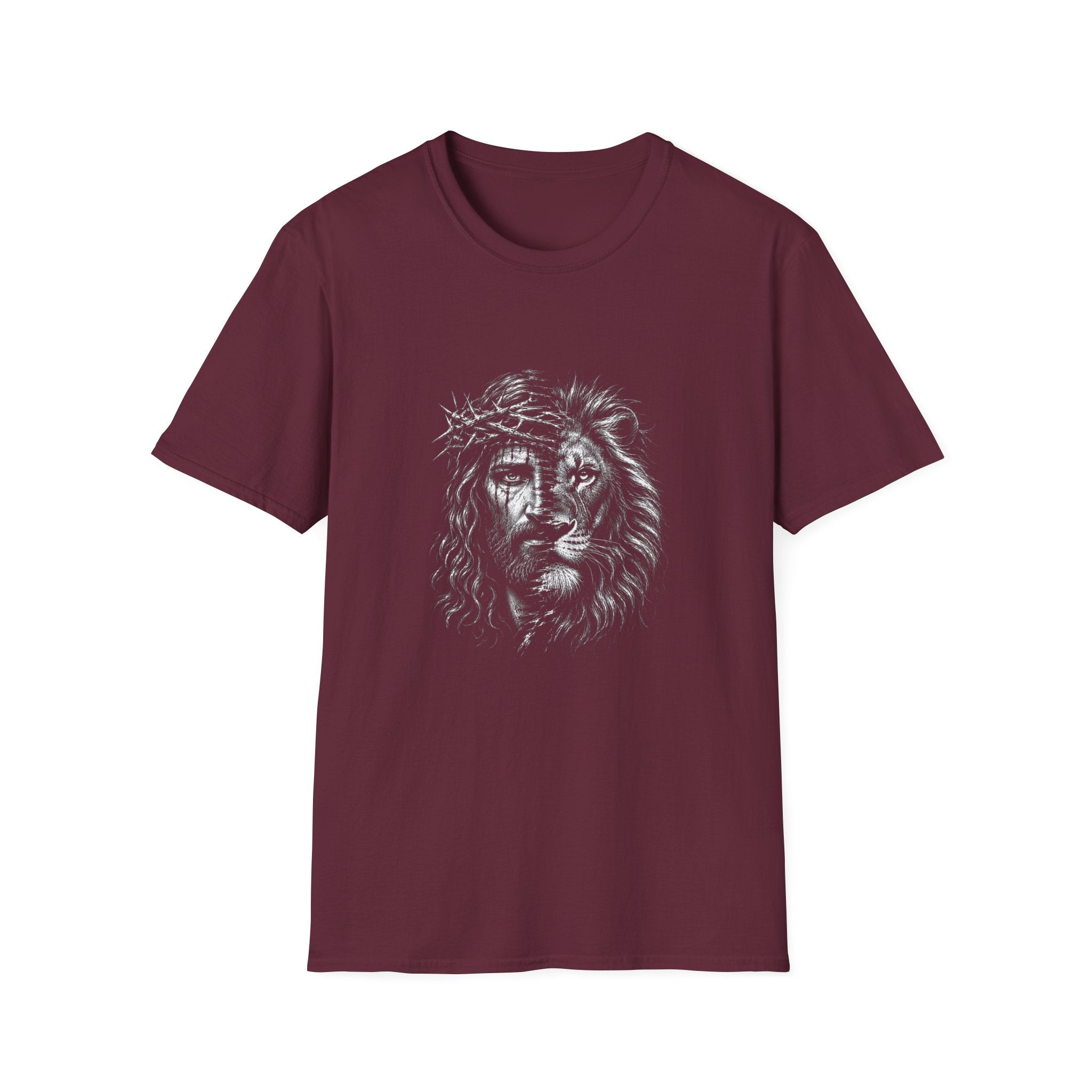Lion of Judah T-Shirt — Crown of Thorns Half-Face Lion Christian Graphic Tee