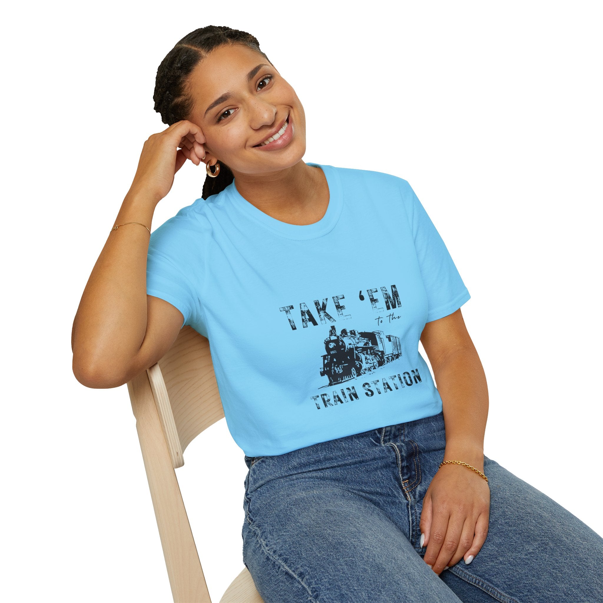 Take 'Em to the Train Station T-Shirt — Funny Sarcastic Gift Vintage Engine Graphic Tee