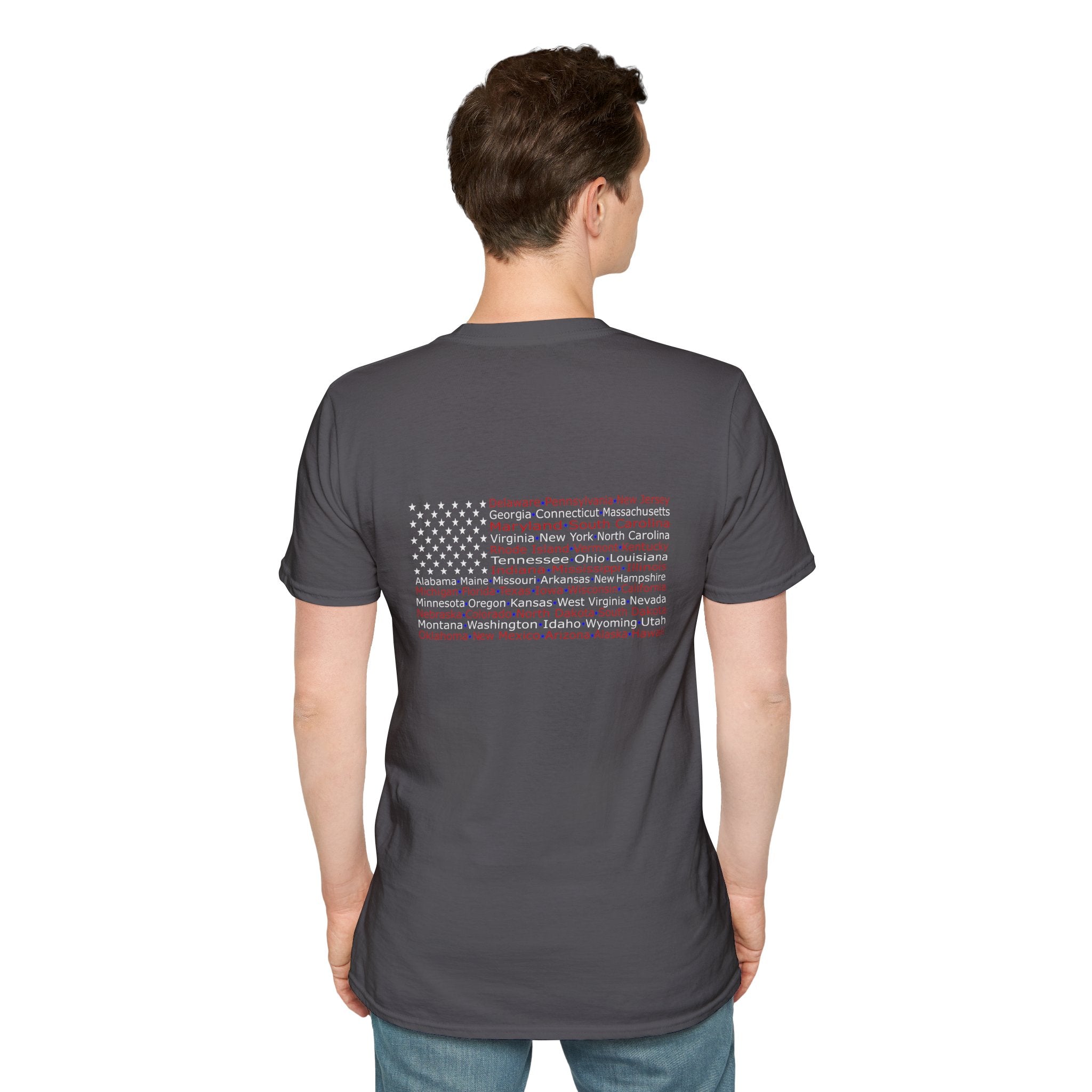 United American Flag T-Shirt — Patriotic Gift for Him Red Chest Graphic Tee