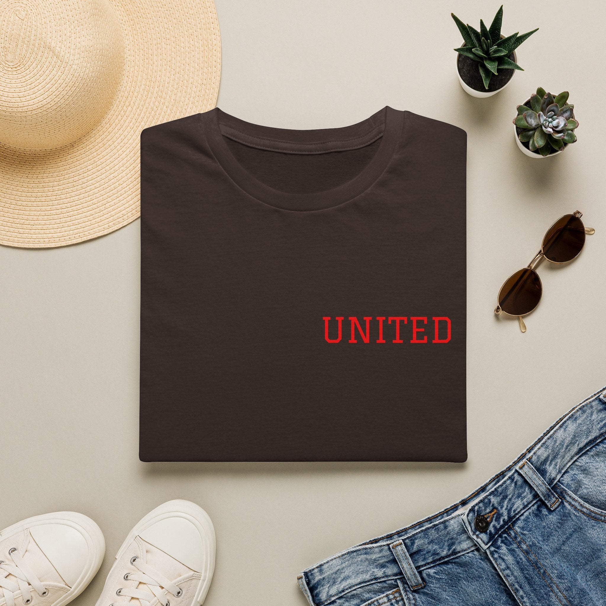 United American Flag T-Shirt — Patriotic Gift for Him Red Chest Graphic Tee