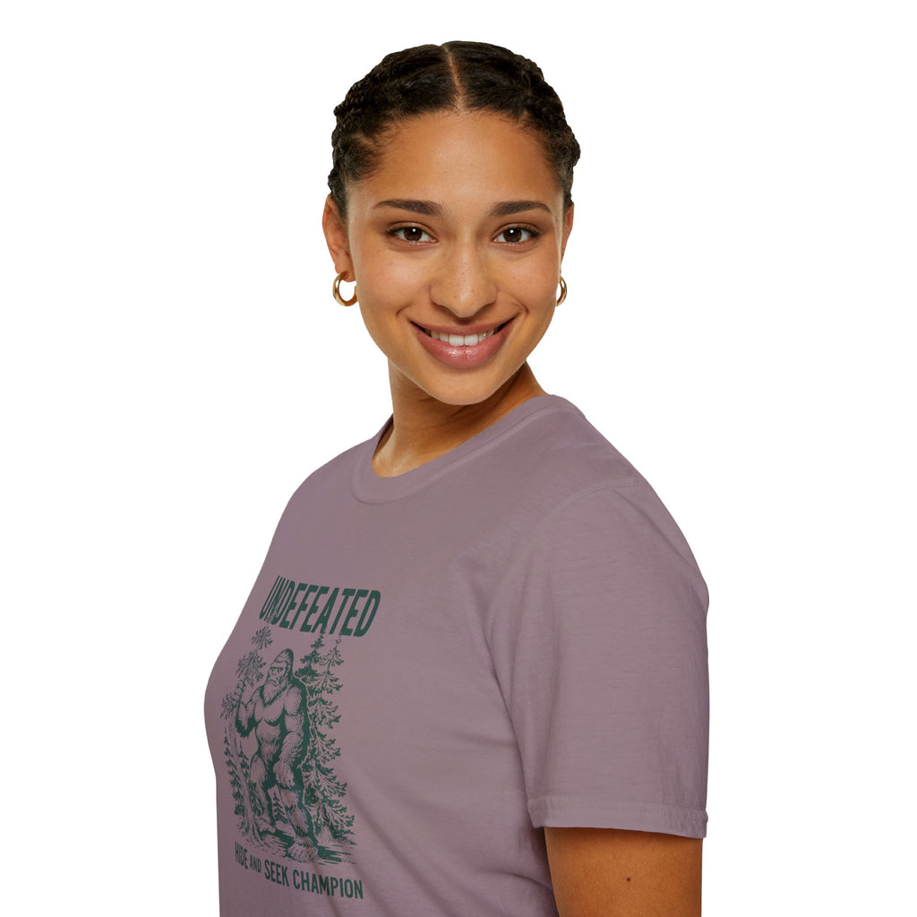 Undefeated Bigfoot T-Shirt — 'Hide and Seek Champion' Graphic Tee