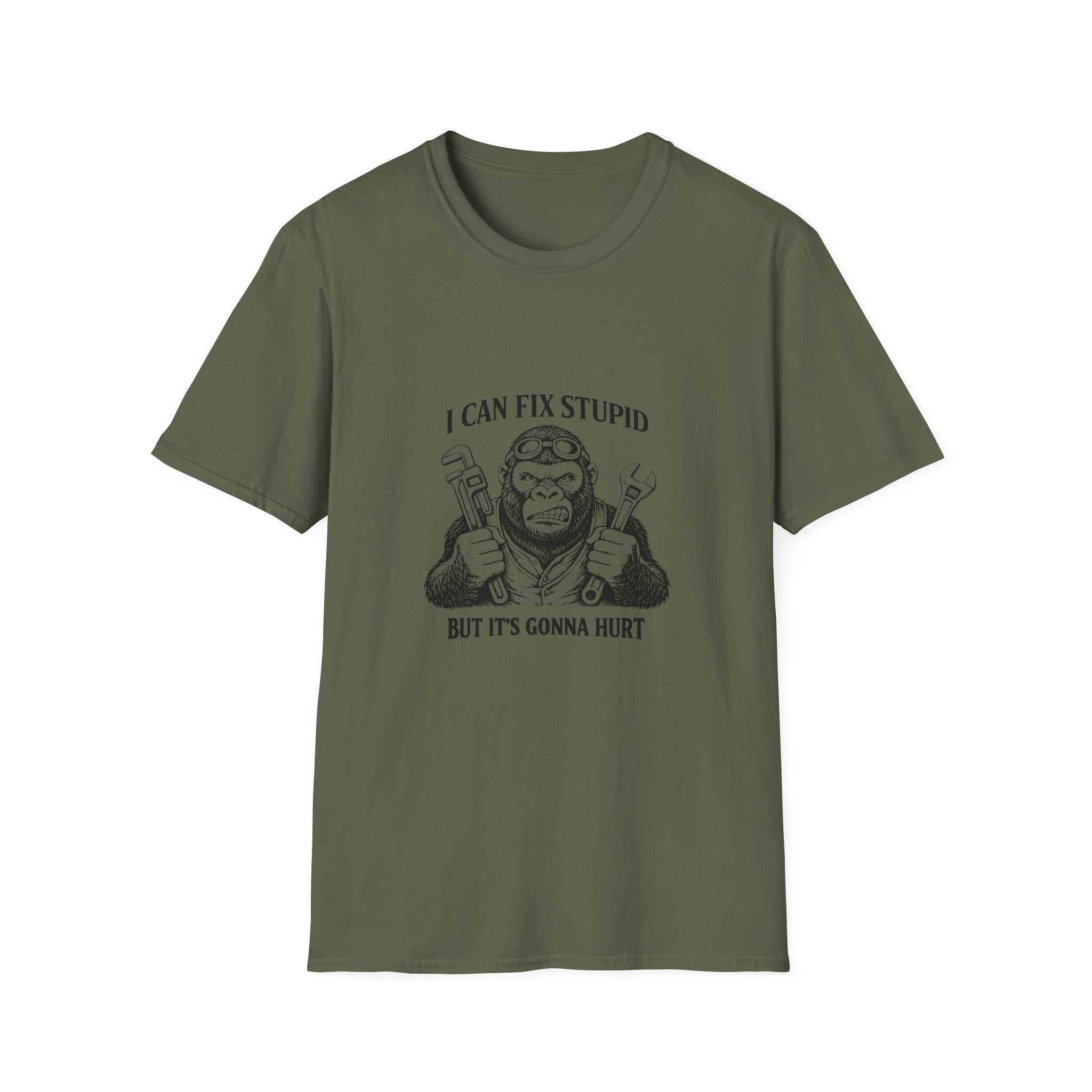 I Can Fix Stupid T-Shirt — Funny Mechanic Gift for Him Monkey Graphic Tee
