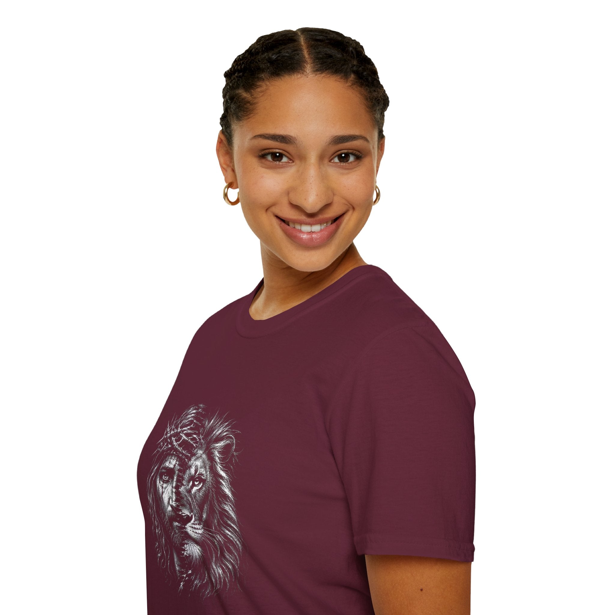 Lion of Judah T-Shirt — Crown of Thorns Half-Face Lion Christian Graphic Tee